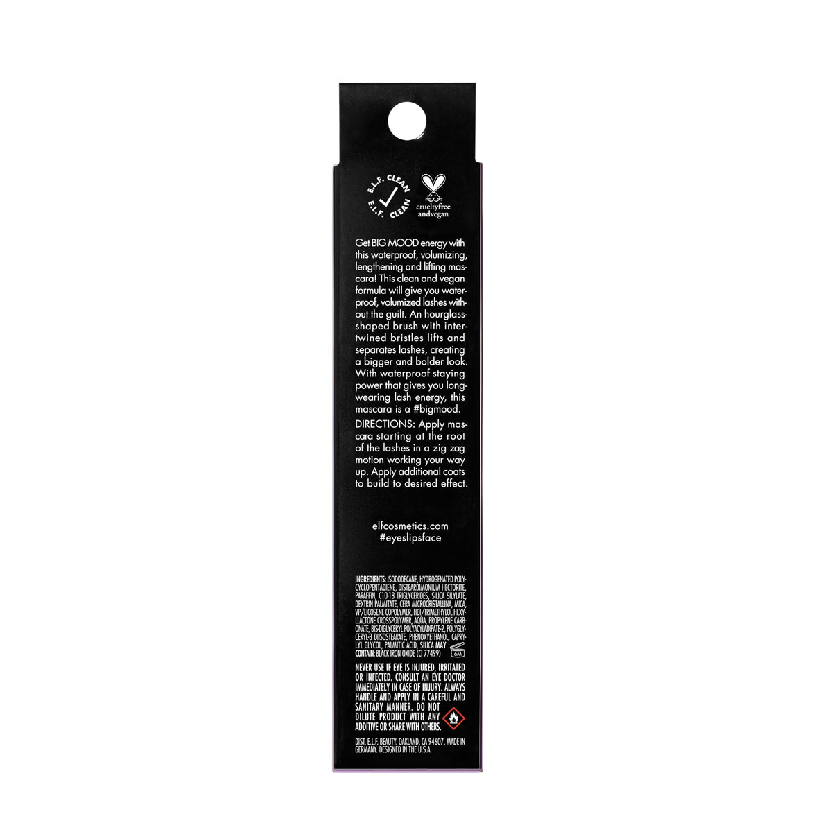 e.l.f. Big Mood Mega Volume & Lifting Waterproof Mascara - Black, 10 ml