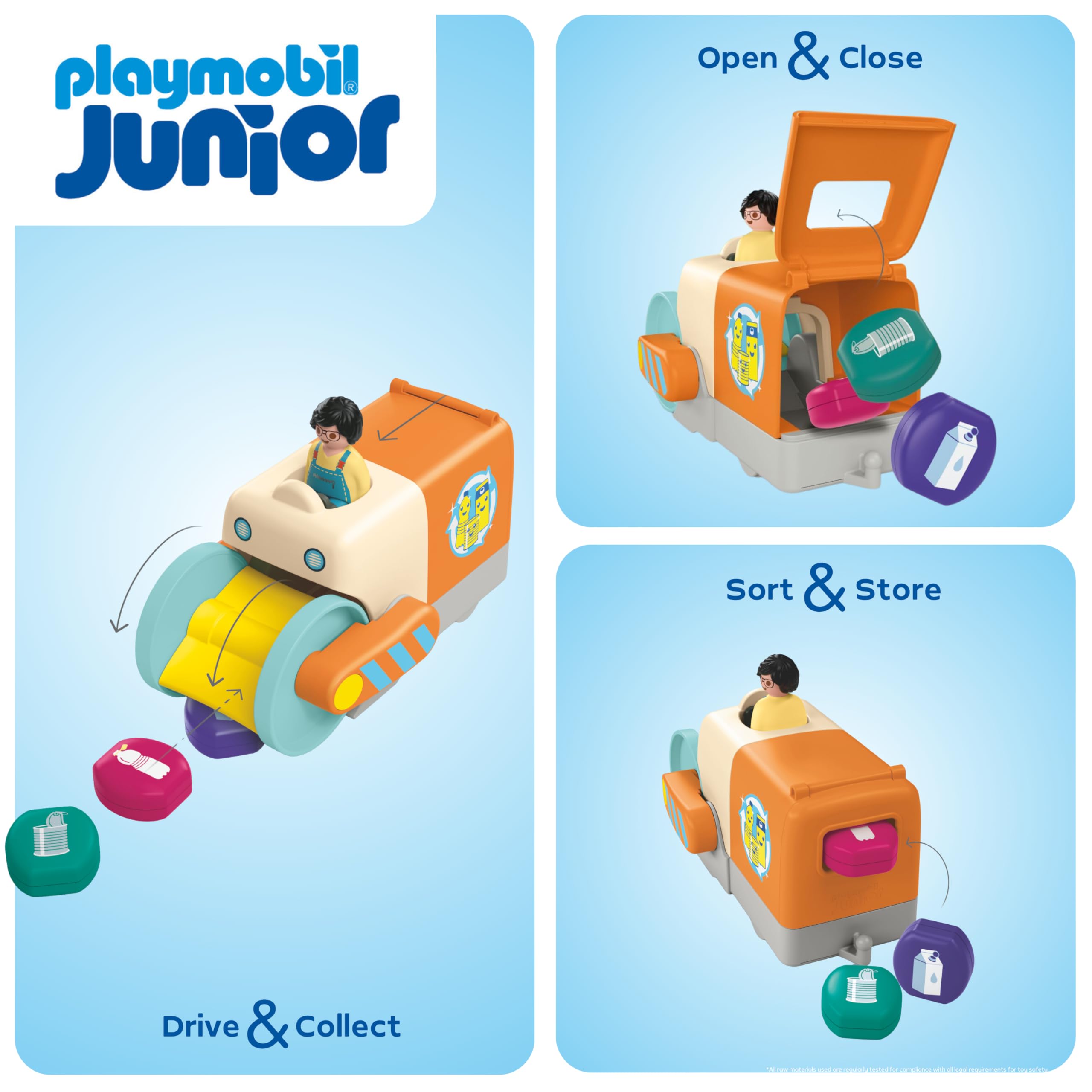 PLAYMOBIL JUNIOR Fun Trash Collection Vehicle - Educational Playset for Toddlers 1+ 11
