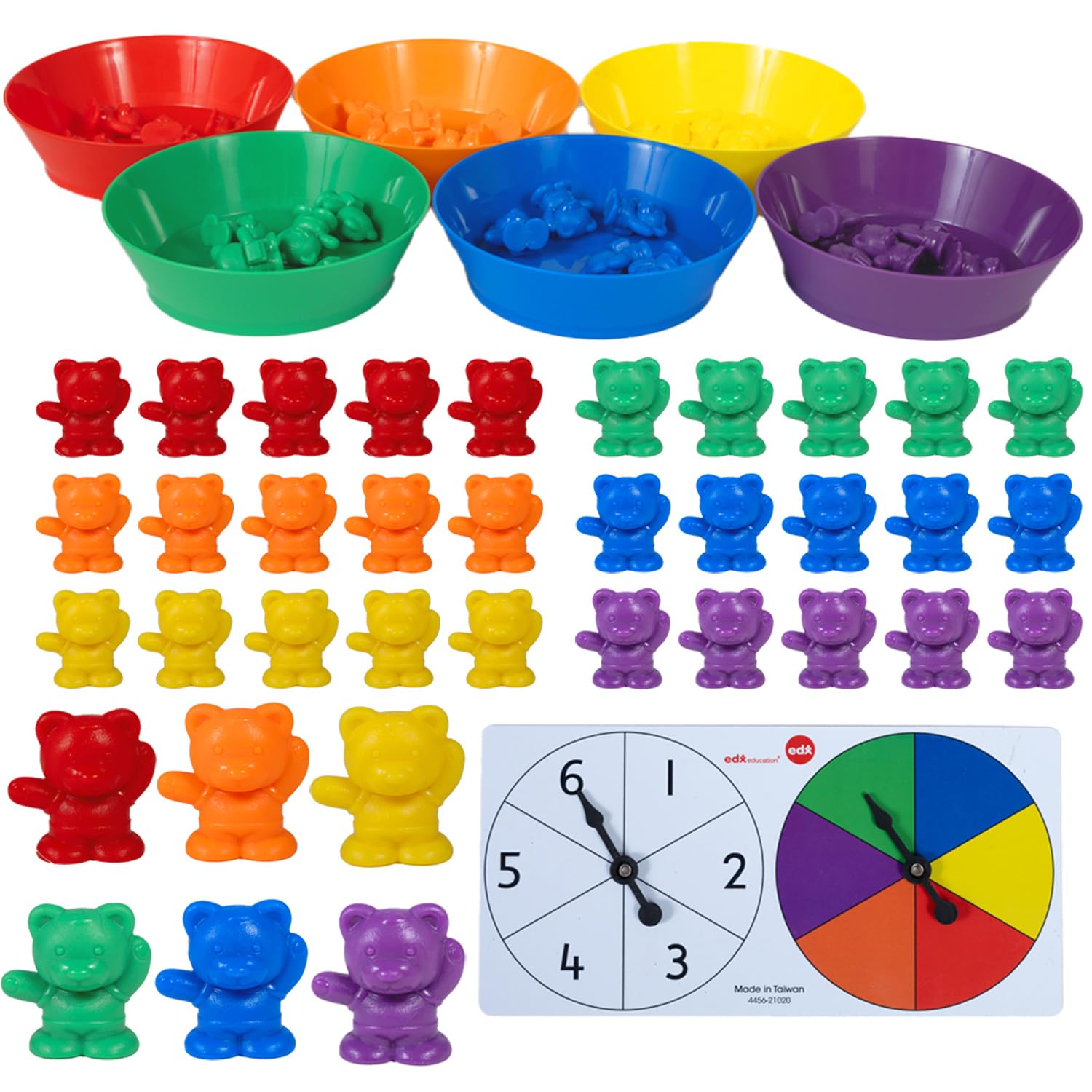 edxeducation Counting Bears with Matching Bowls - Educational Math Playset for Toddlers 1