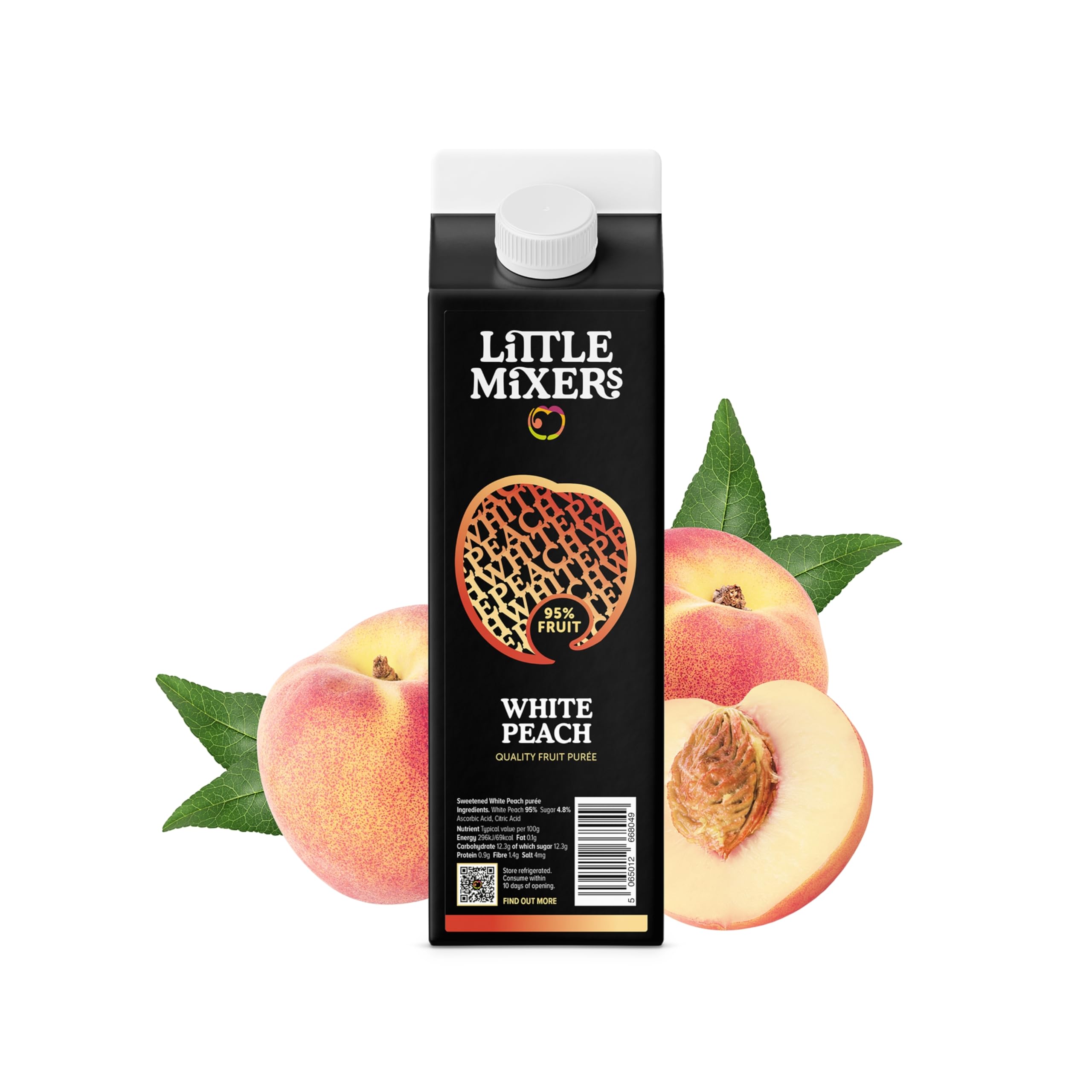LITTLE MIXERS White Peach Puree for Cocktails & Desserts | 1 KG Carton | 95% Fruit