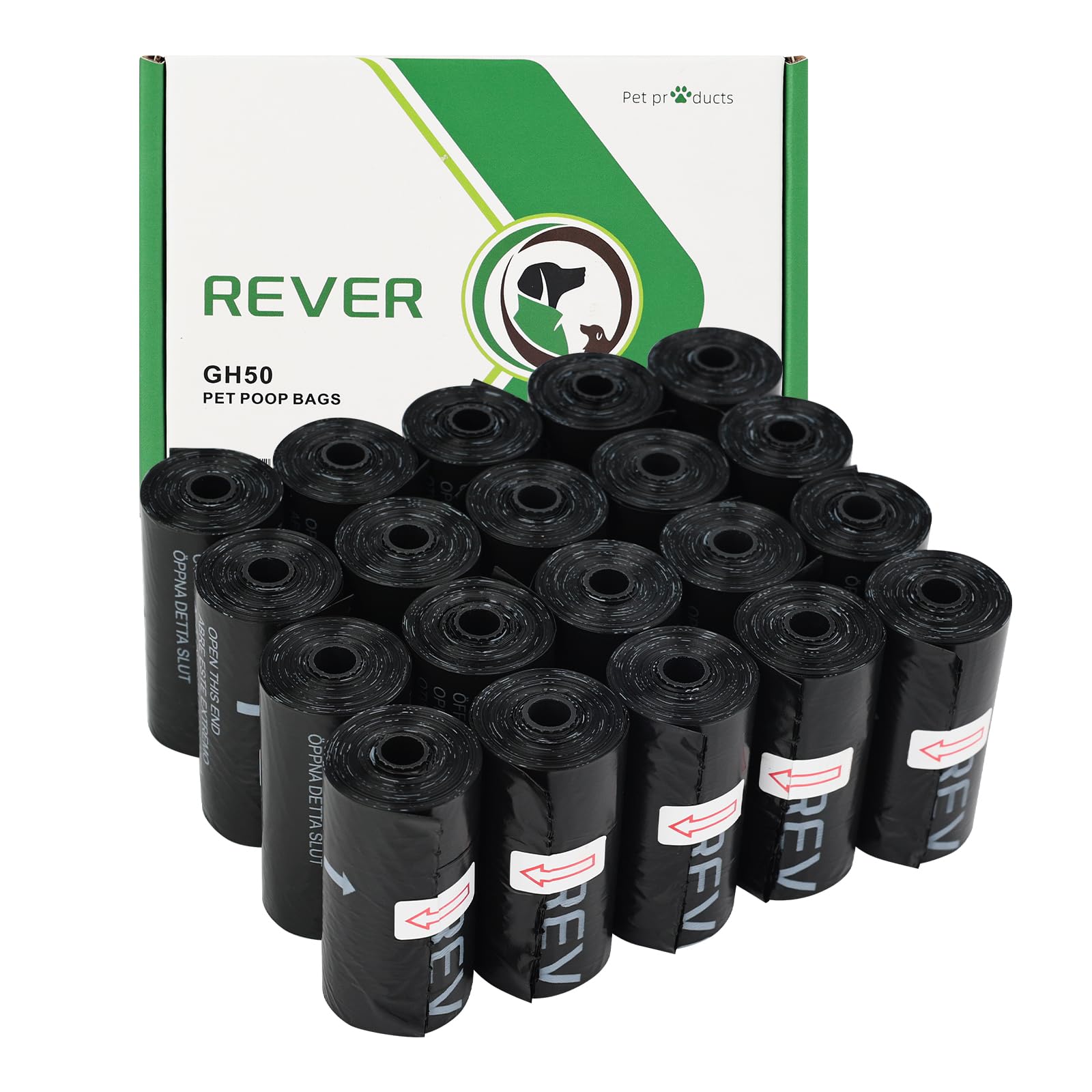 REVER GH50 Unscented Dog Poop Bags - 300 Extra Thick Bags, Black, PE Material 1