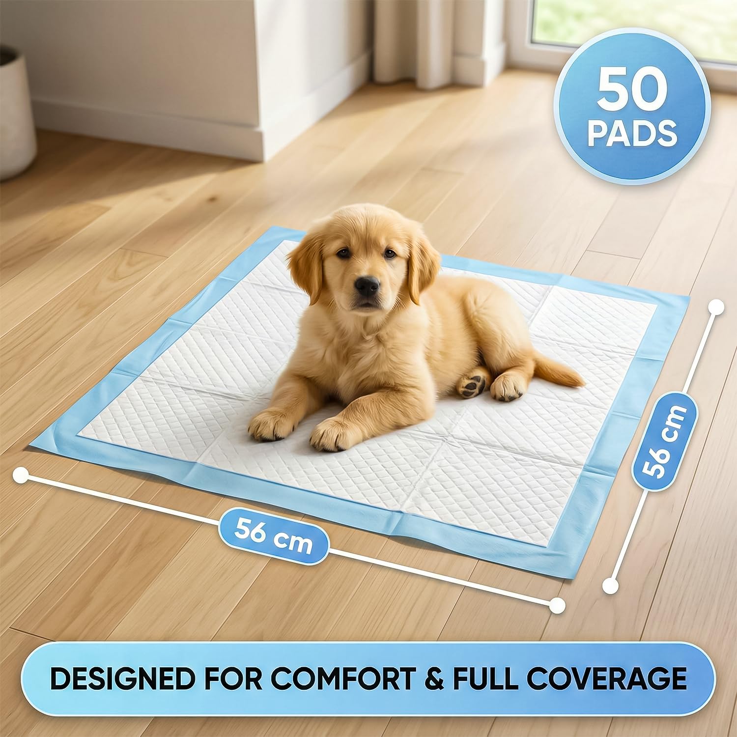 DrySmart Puppy Training Pads - 50 Pack Large 56x56cm Ultra-Absorbent Disposable Pads 2