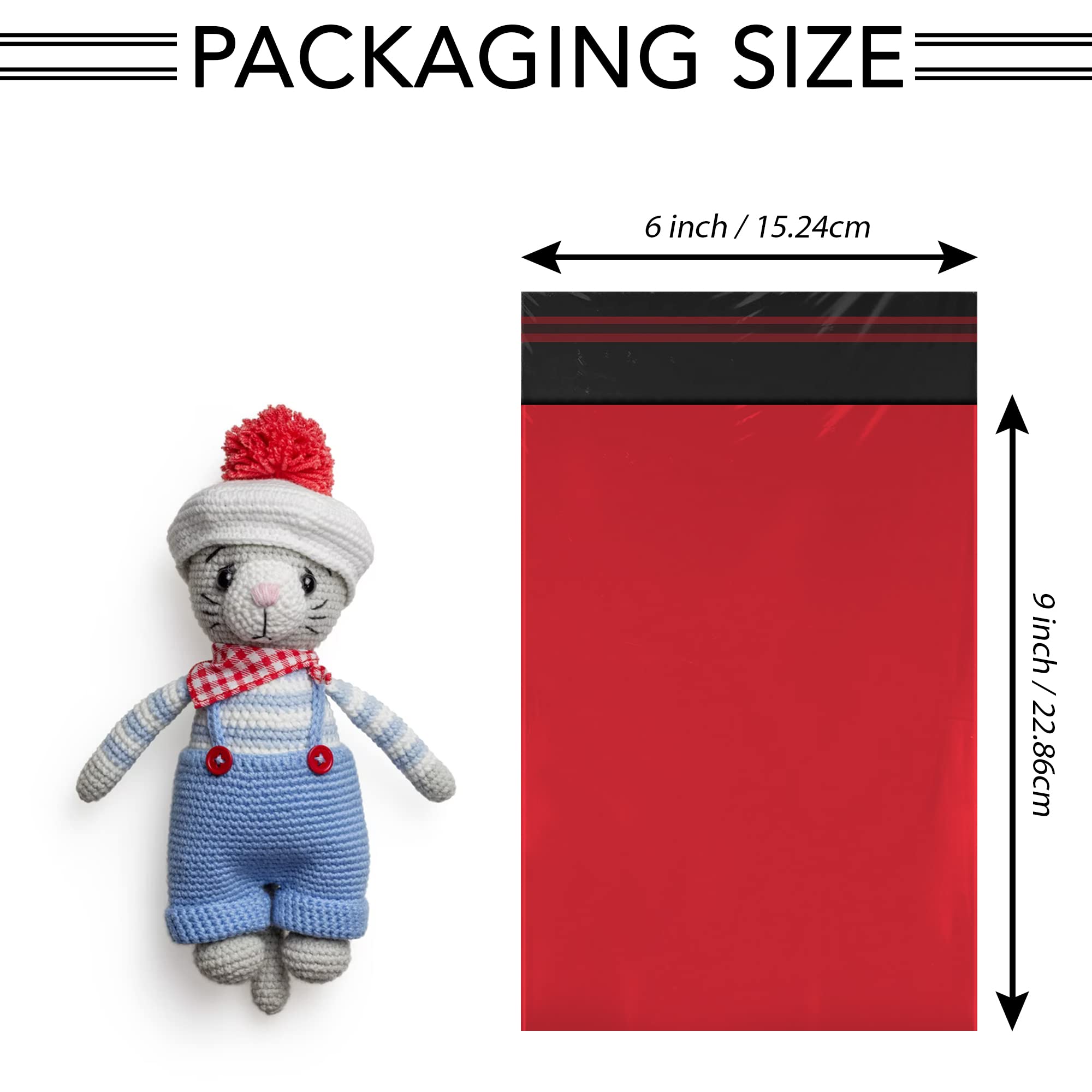 iSOUL Strong Large Mailing Postal Bags - 100 Pack, 6 x 9 Inch, Red, Water Resistant 5