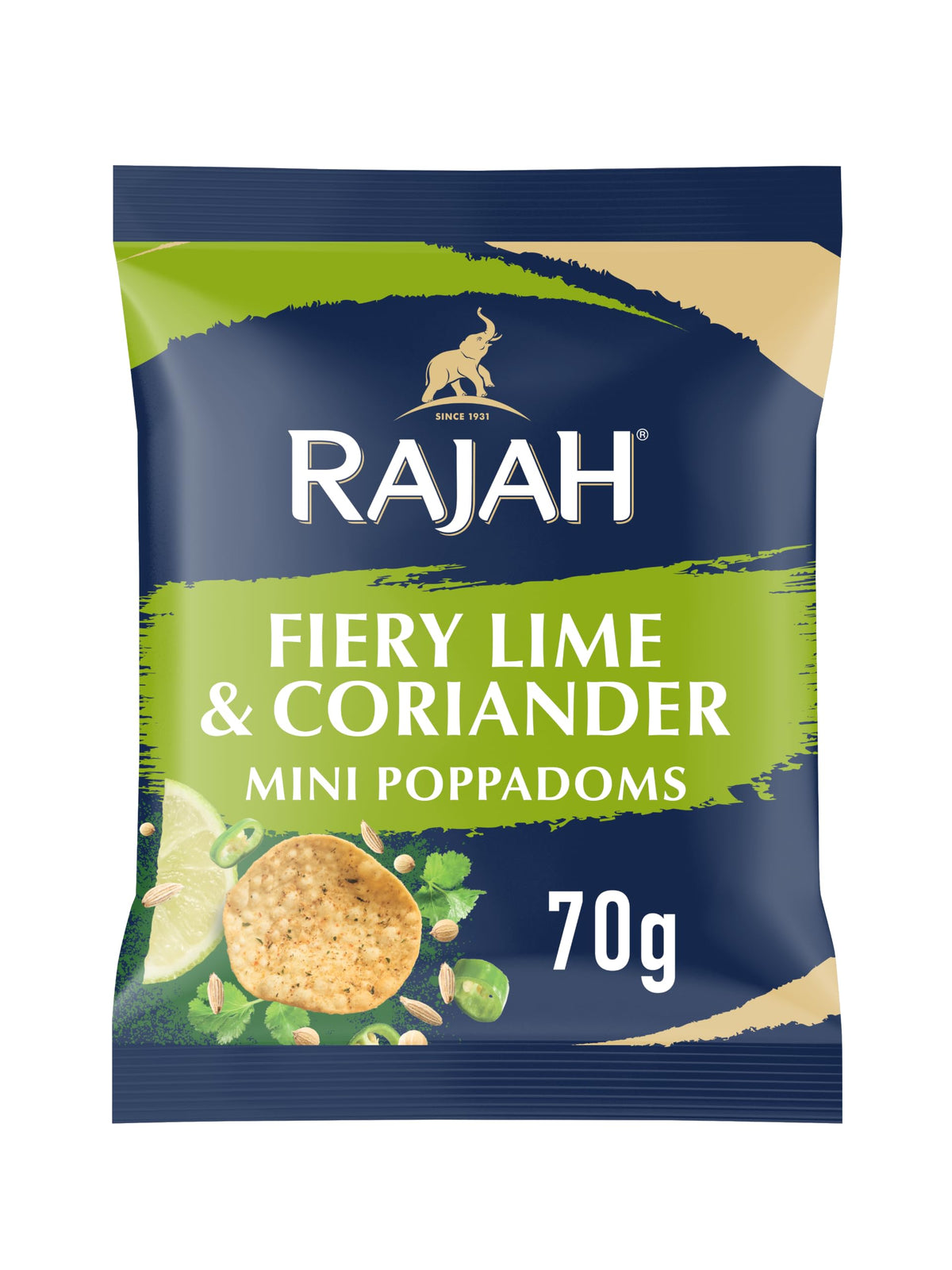 Rajah Fiery Lime & Coriander Mini Poppadoms - 70g
