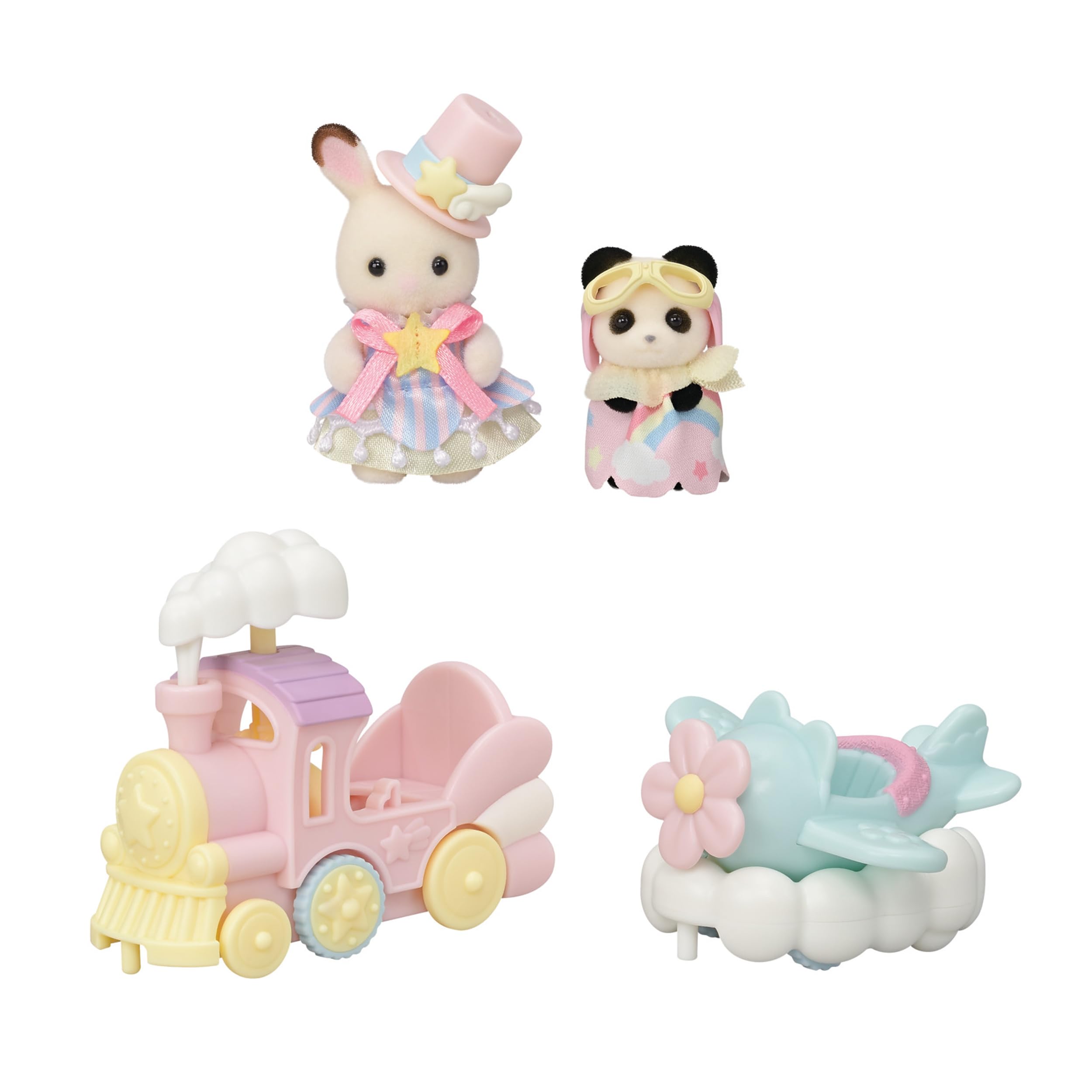 Sylvanian Families 5819 Amusement Park Ride Set - Plane & Train | Includes 2 Babies 3