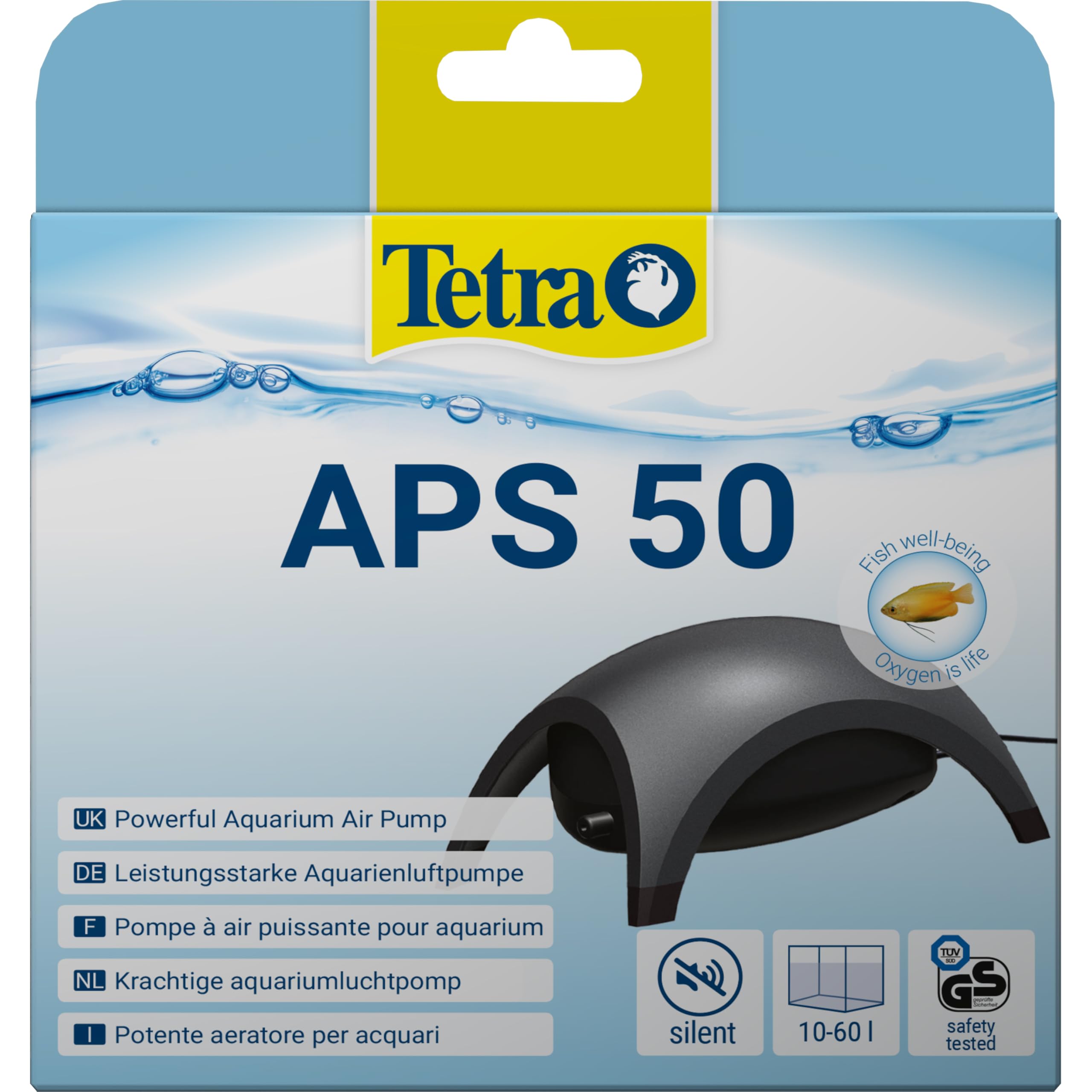 Tetra APS50 Silent Aquarium Air Pump - 50 L/H Flow | For 10-60 Litre Tanks | Black 1