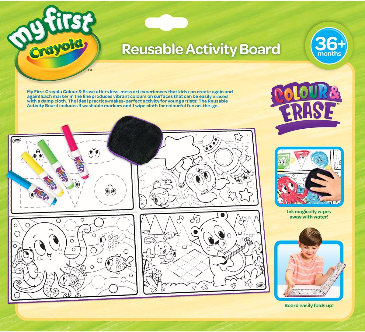 CRAYOLA MyFirst Colour & Erase Reusable Activity Board - Washable Markers for Kids 36 Months+ 3