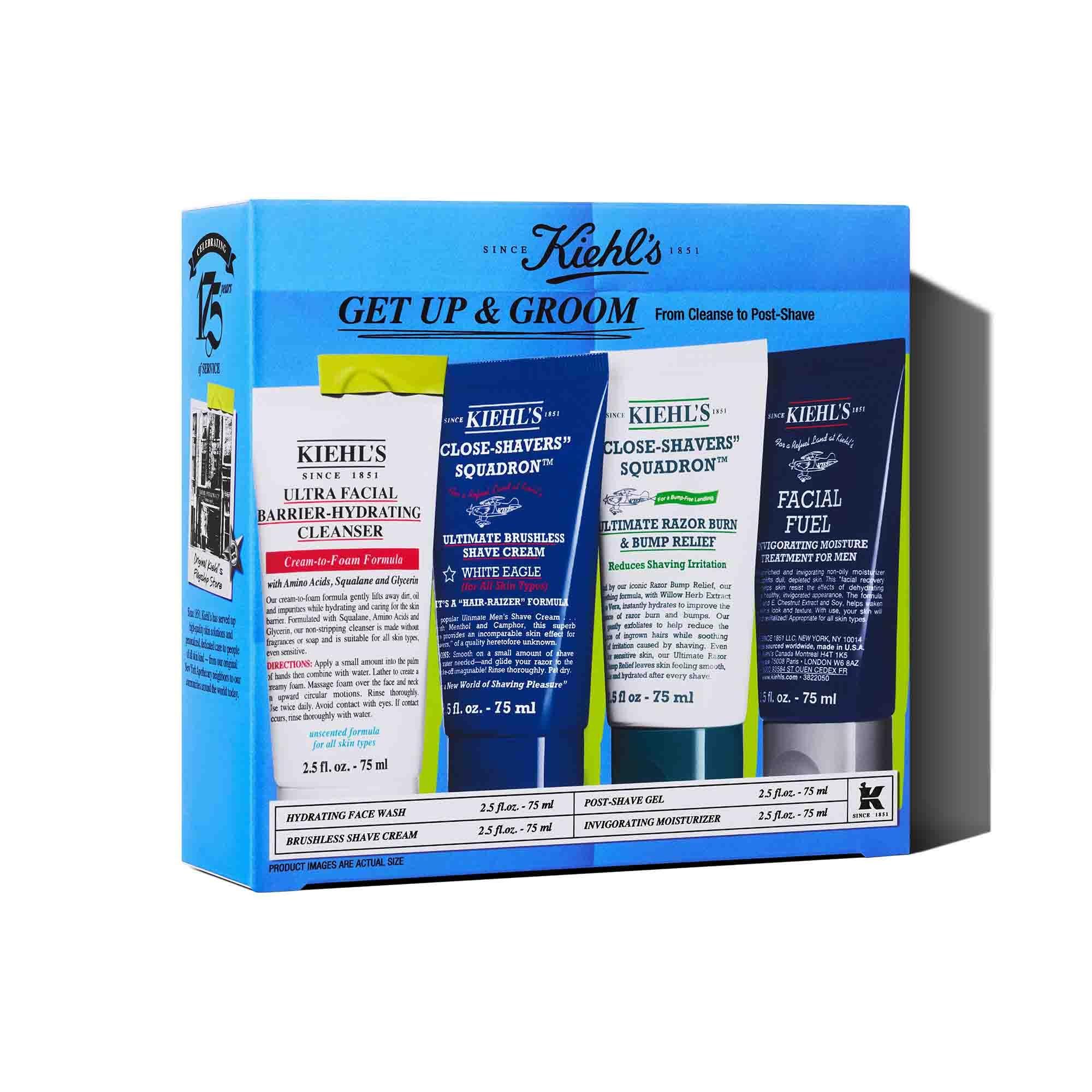 Kiehl's Get Up and Groom Men's Shave Collection Gift Set | 4 Piece Set (75 ml x 4) 1