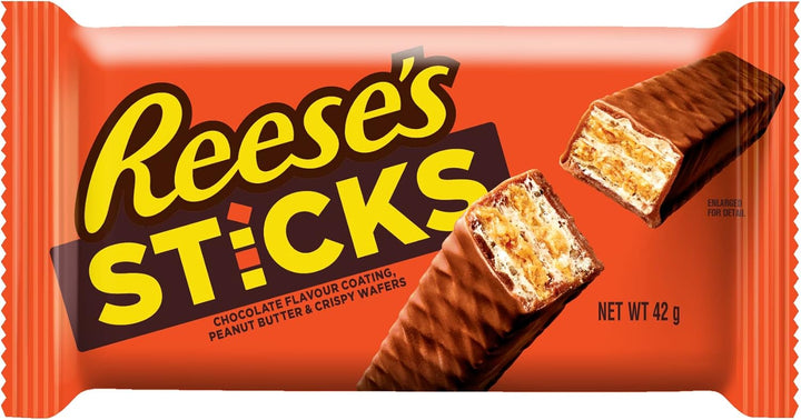Reese's - Peanut Butter Sticks Pack of 20 (42g Each) - Chocolate Covered Wafer Snacks