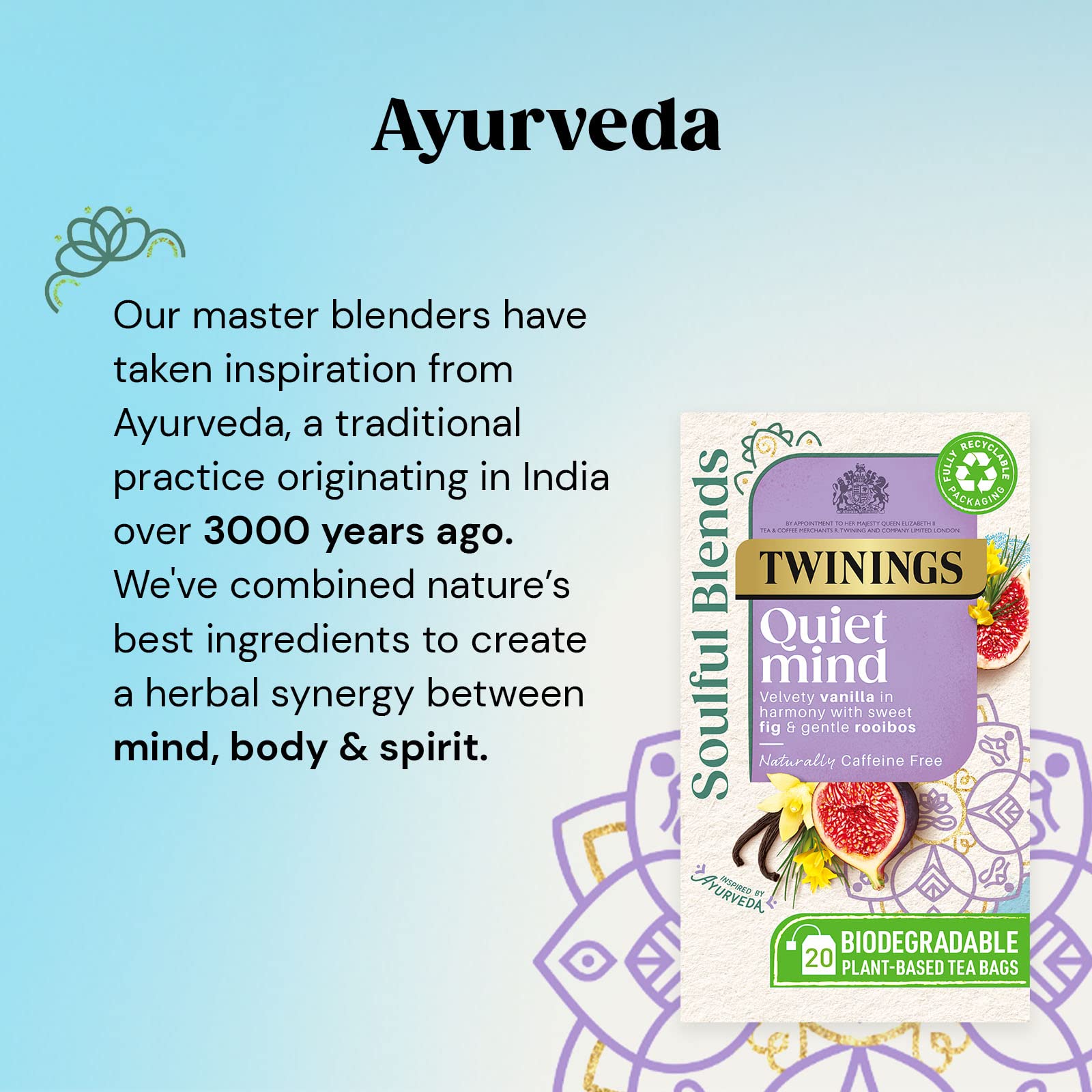 Twinings Soulful Blends Quiet Mind Herbal Tea with Vanilla, Fig, and Ashwagandha Root - 20 Teabags (40g) 2