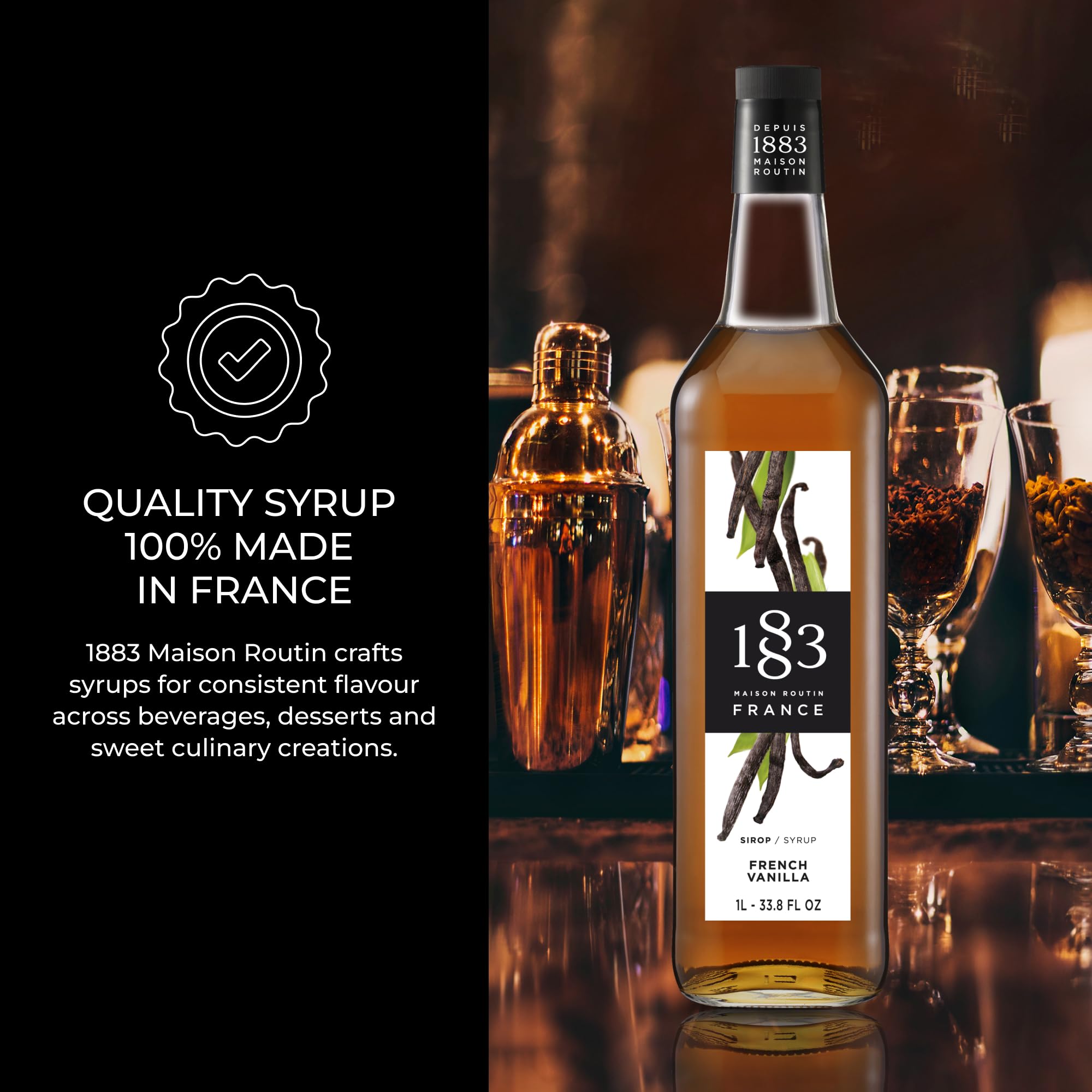 1883 French Vanilla Syrup - 1L Bottle | Natural Ingredients | Vegan Friendly 6