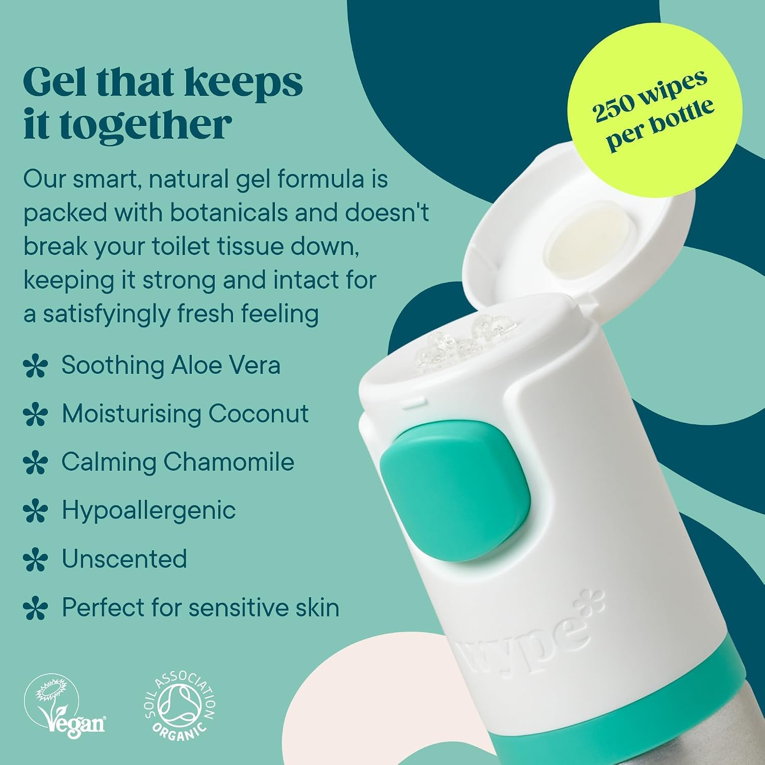 Wype Soothe Toilet Paper Gel - Sensitive Skin | 200ml Bundle | Biodegradable & Flushable 3