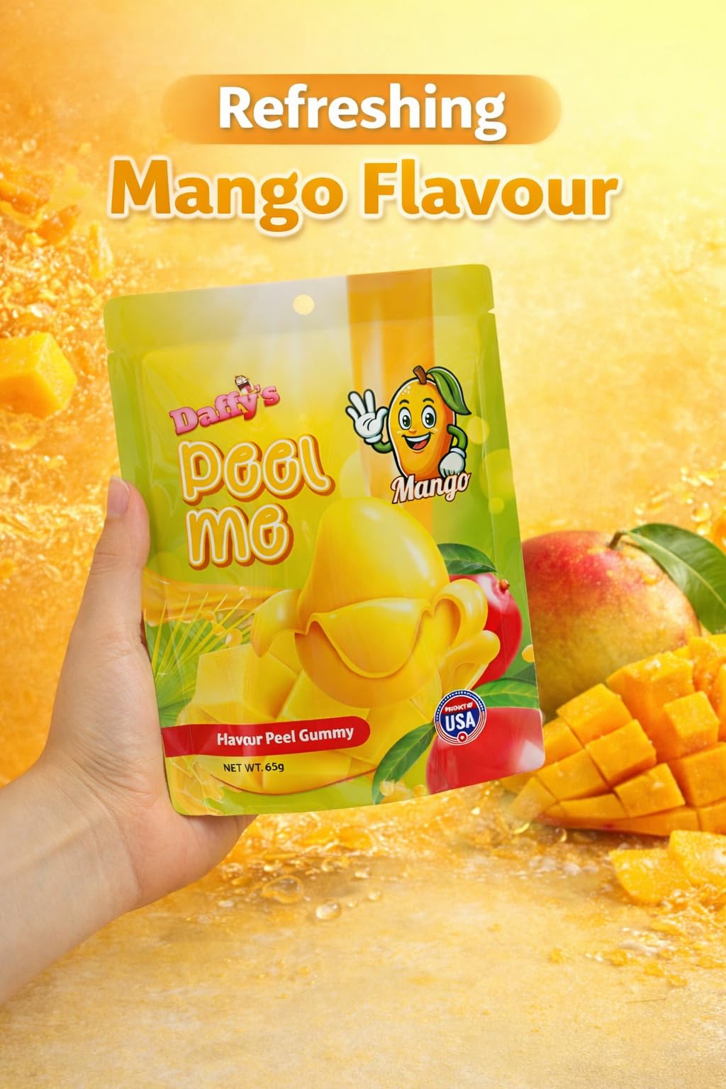 SHINE Daffy's Peel Me Gummy Candy - Real Fruit Juice, Interactive Peel Design | 65g Pouch 2