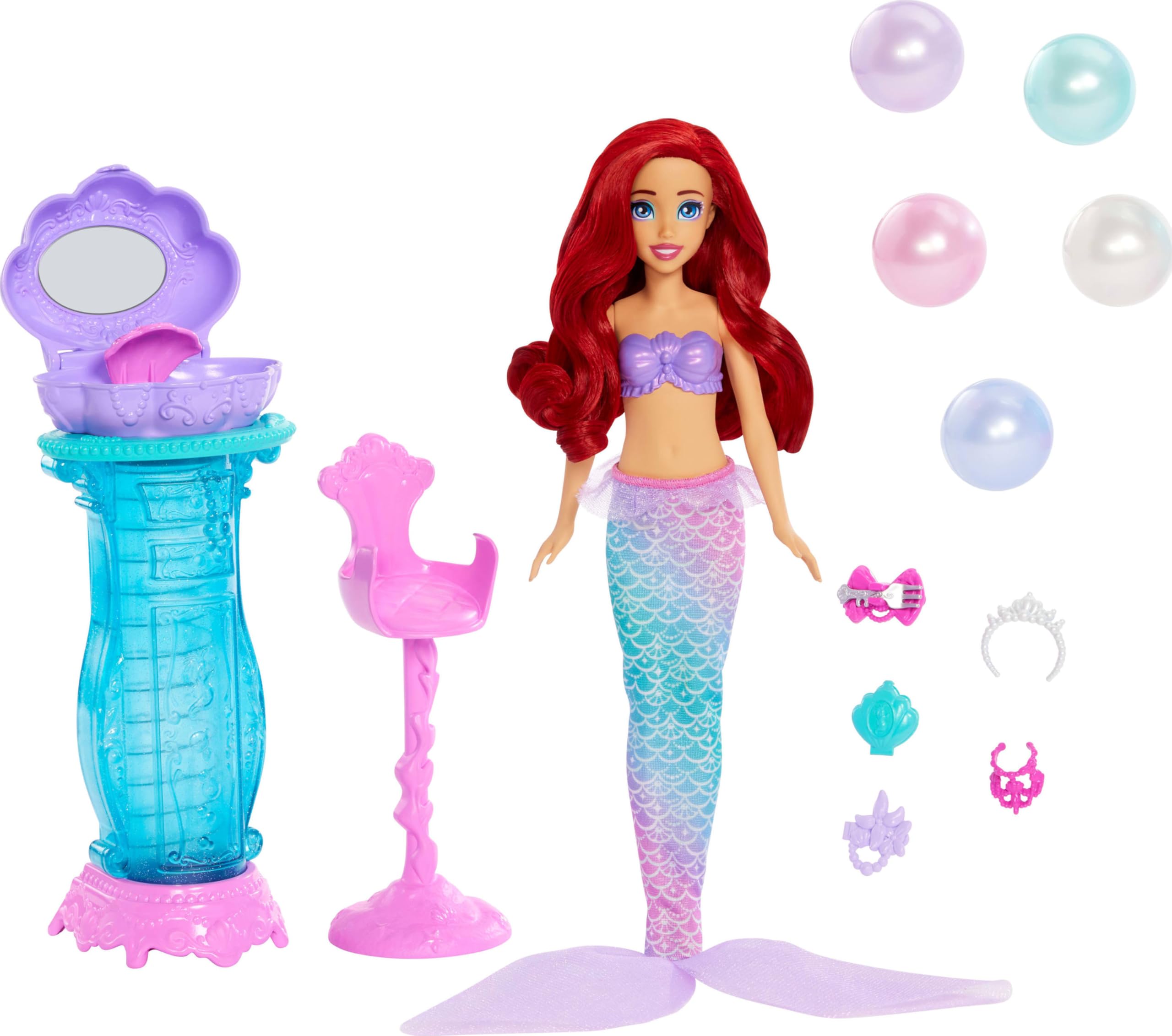 Mattel Disney Princess Ariel Vanity Pop Mermaid Fashion Doll with 10 Accessories | JBF86 7