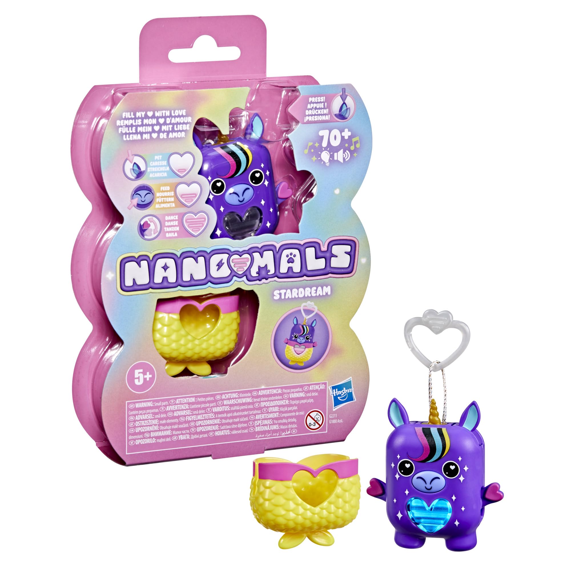 Hasbro Nano-Mals Stardream the Unicorn - Electronic Fidget Pet with Light-Up Heart, 70+ Reactions & Silent Mode 5