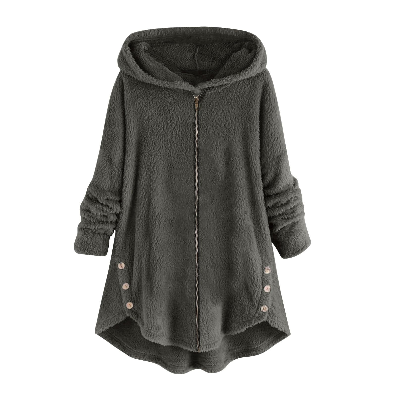 Cheyubny Plus Size Long Winter Coat - Gray | Size L | Model 4x 1