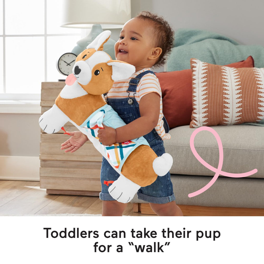 Fisher-Price 3-in-1 Puppy Tummy Time Wedge - Plush Support with Rattle, Teether & Mirror