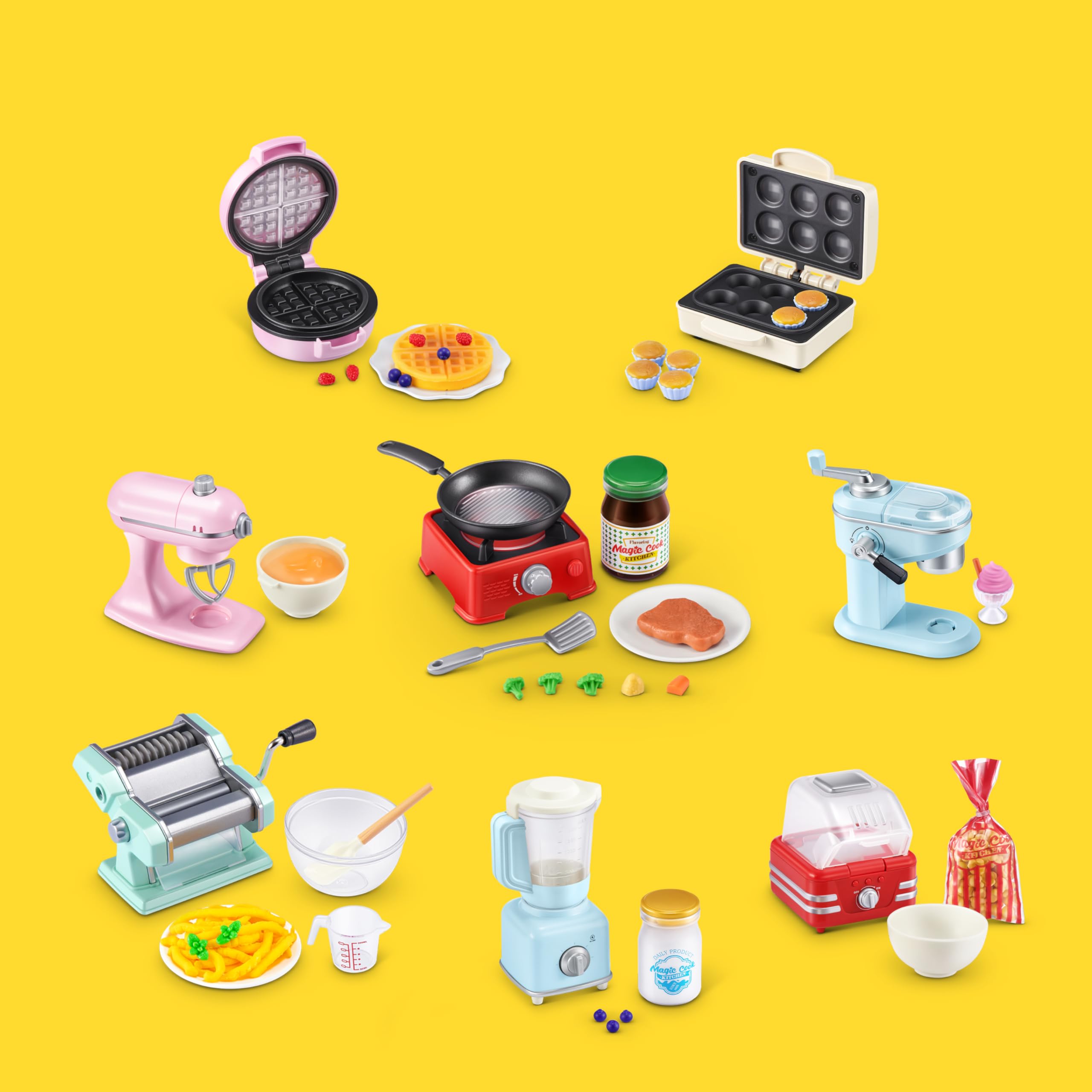 Mini Brands Magic Cook Kitchen Waffle Maker - Working UV Light, Mini Accessories | Ages 3+ 5