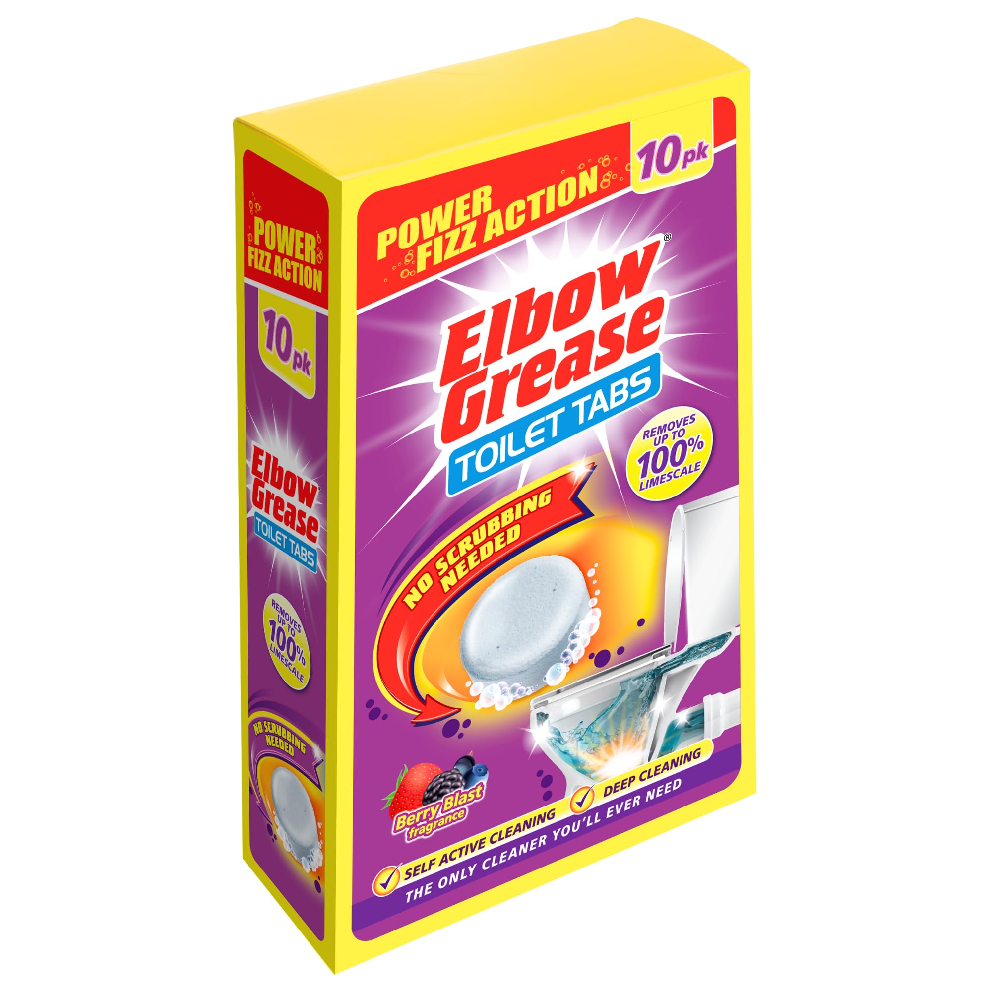 Elbow Grease Toilet Cleaning Tabs - Removes Up To 100% Limescale | Berry Blast Scent | 10 Count 1