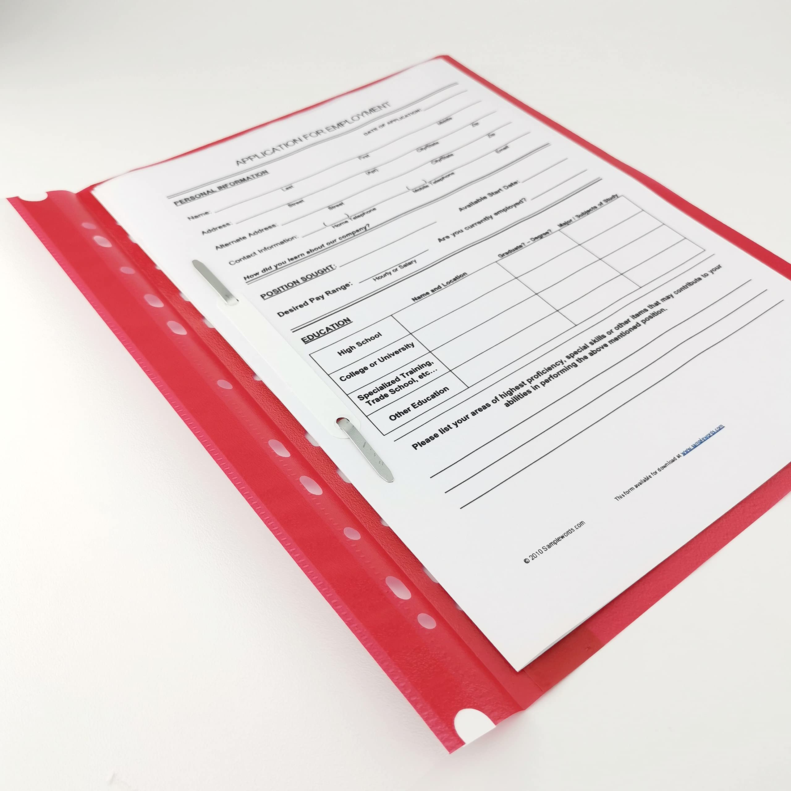 D.RECT A4 File Folders - Pack of 10 (2 per Colour) | Perforated Euro Style | Transparent PP Plastic 3