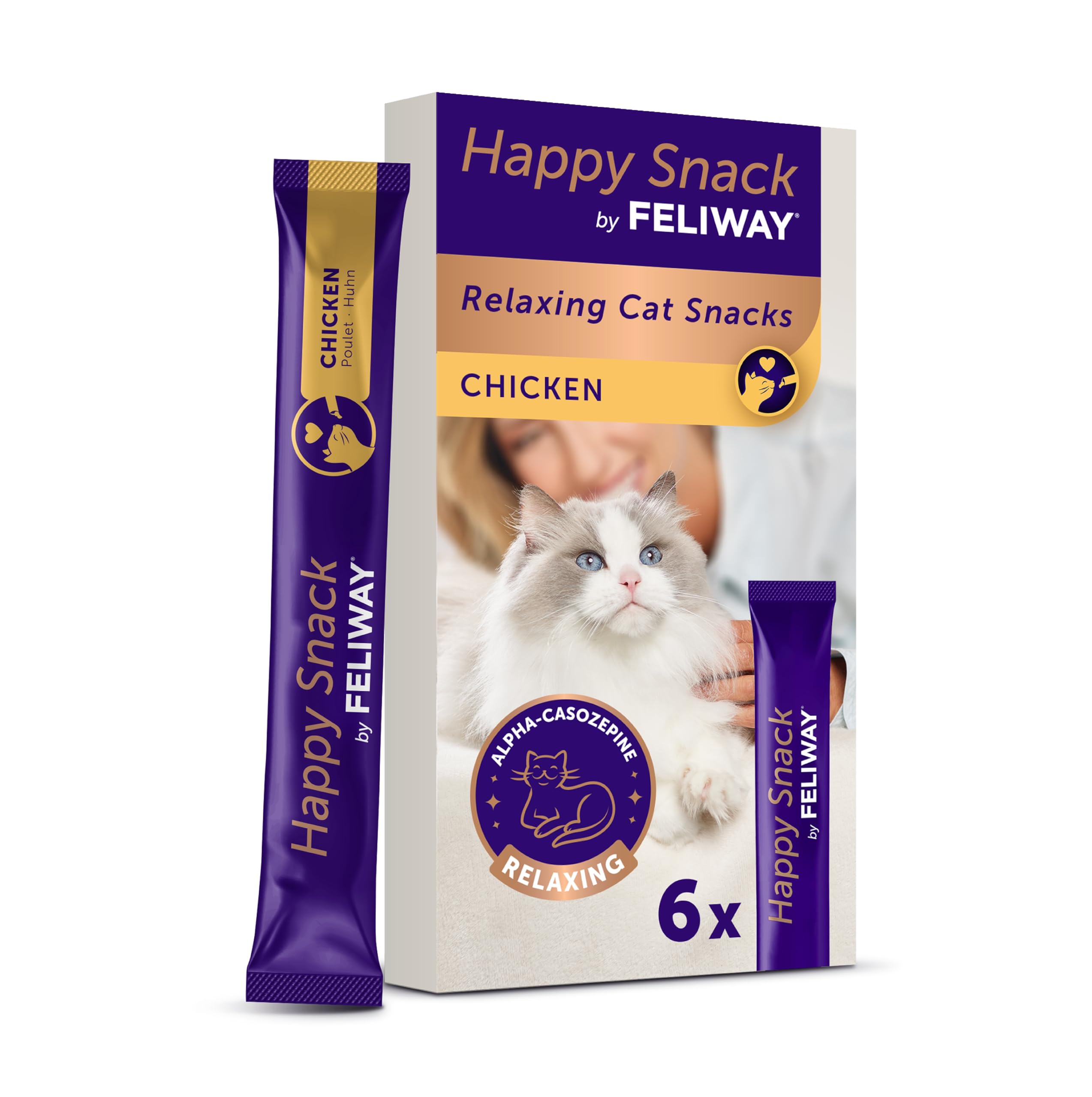 Feliway Happy Snack Calming Creamy Cat Treats - Chicken Flavor | 6 Sticks 1
