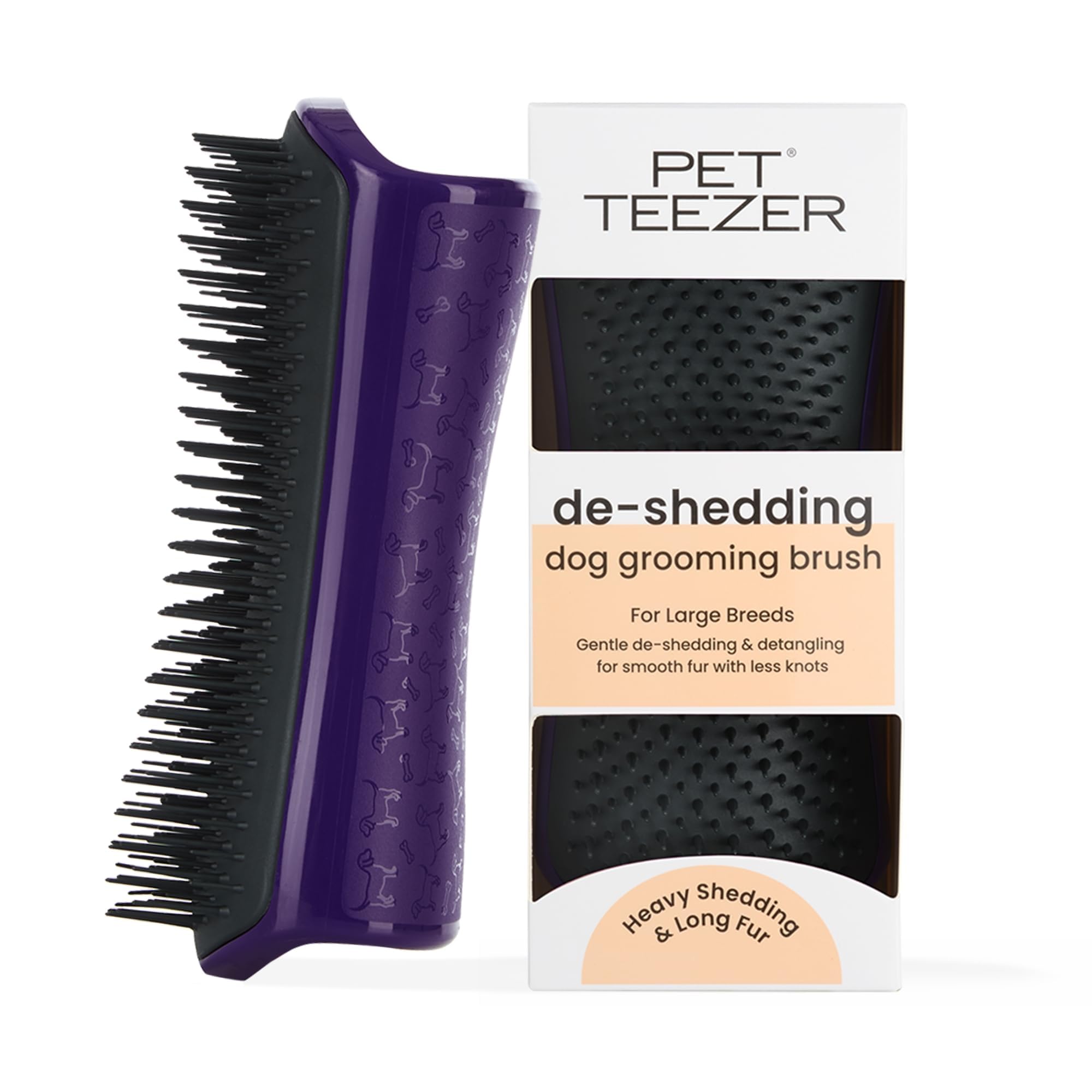 Pet Teezer De-Shedding Grooming Brush - Undercoat Removal | Purple & Grey | Large 1