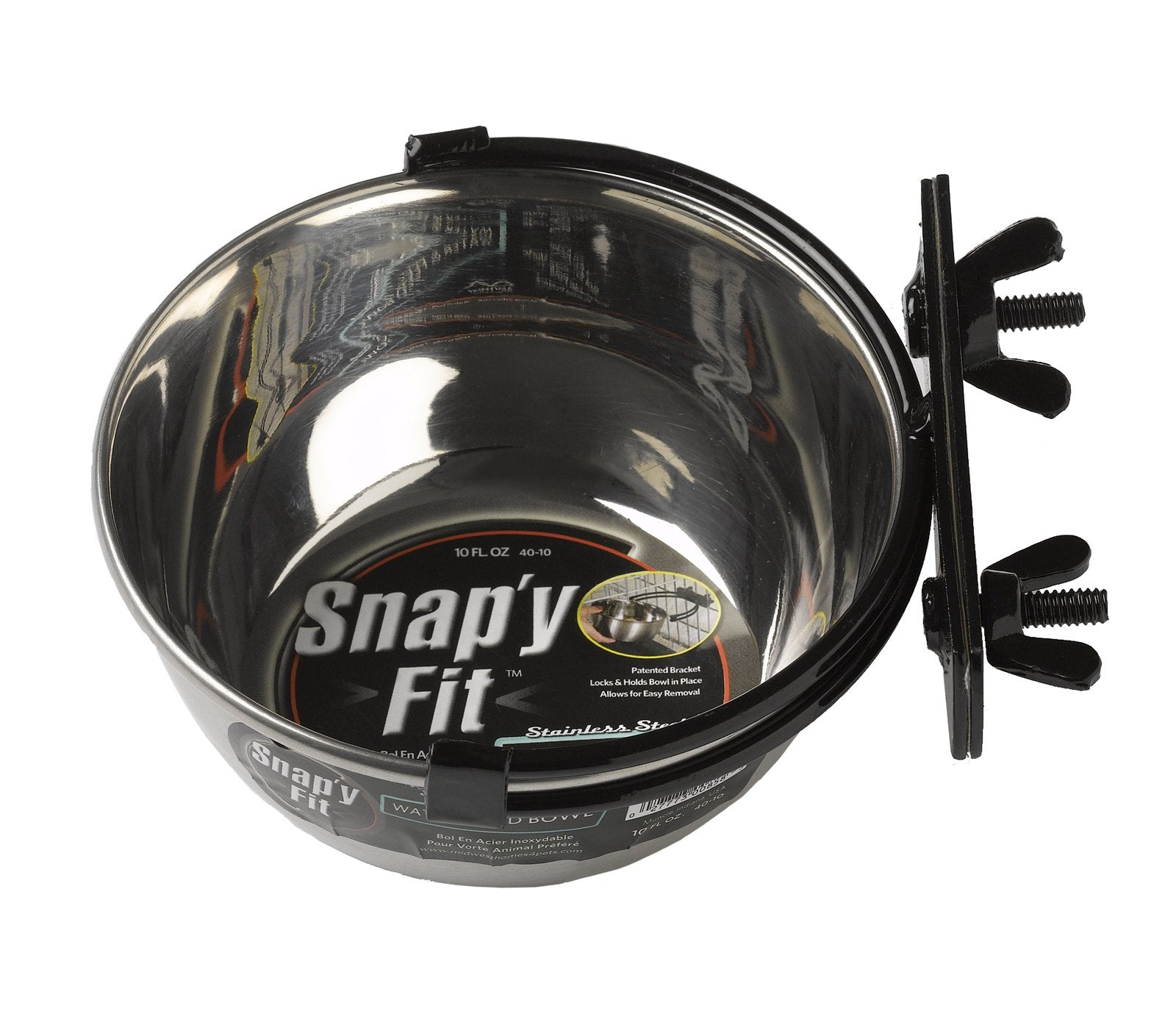 MidWest Homes for Pets Snap'y Fit Stainless Steel Crate Bowl | 295 ml Capacity | Spill Proof 1
