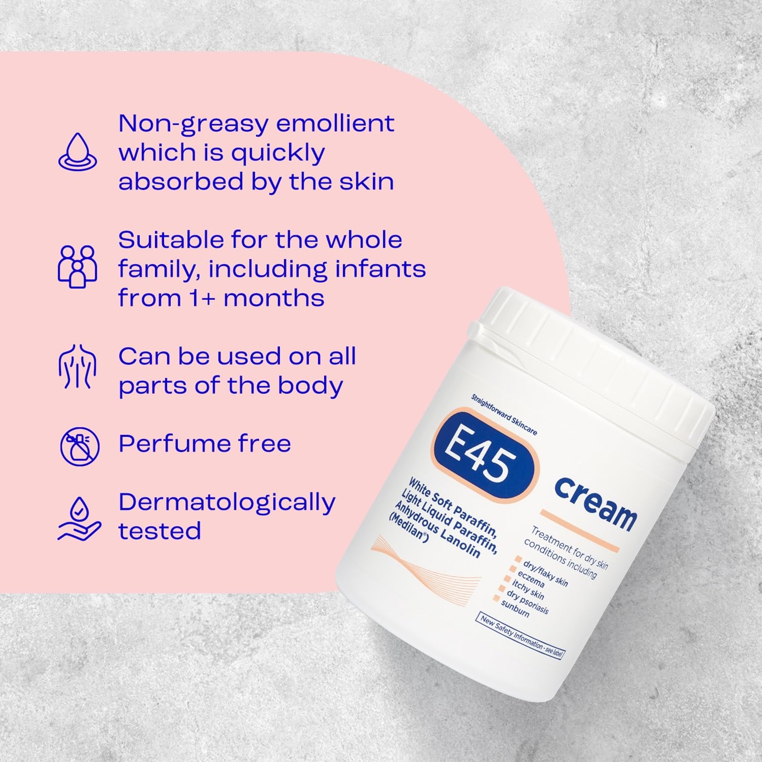 E45 - Moisturiser Cream for Dry, Flaky Skin (Body, Face & Hands) 6