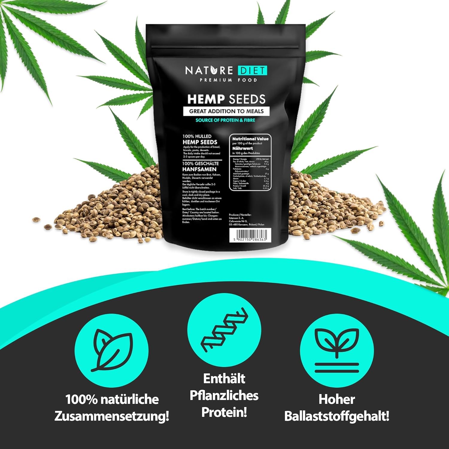 Nature Diet Hulled Hemp Seeds - 500g Pack | High Protein & Fibre | Vegan Keto Friendly 3