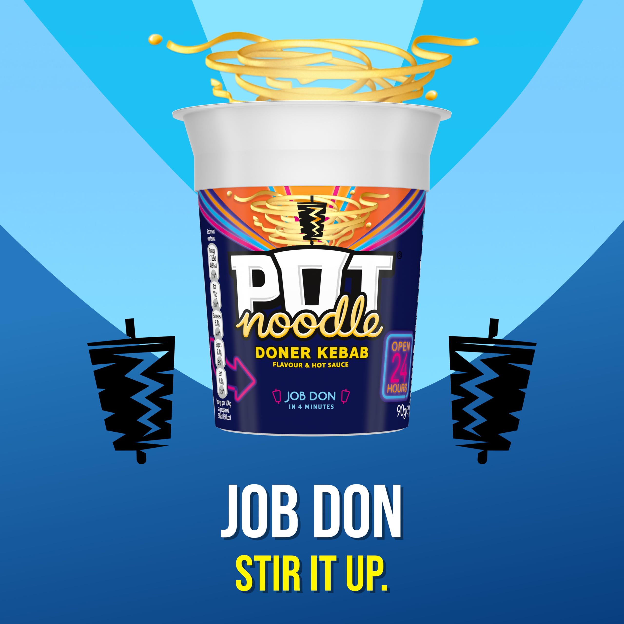 Pot Noodle Doner Kebab Instant Noodles - 12 x 90g Pots 3