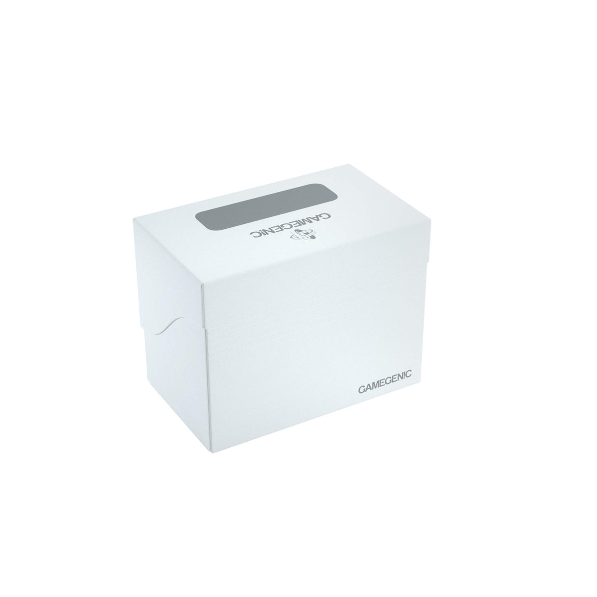 Gamegenic 80+ Card Deck Box - White, Side-Loading, Self-Locking Lid | Durable Plastic