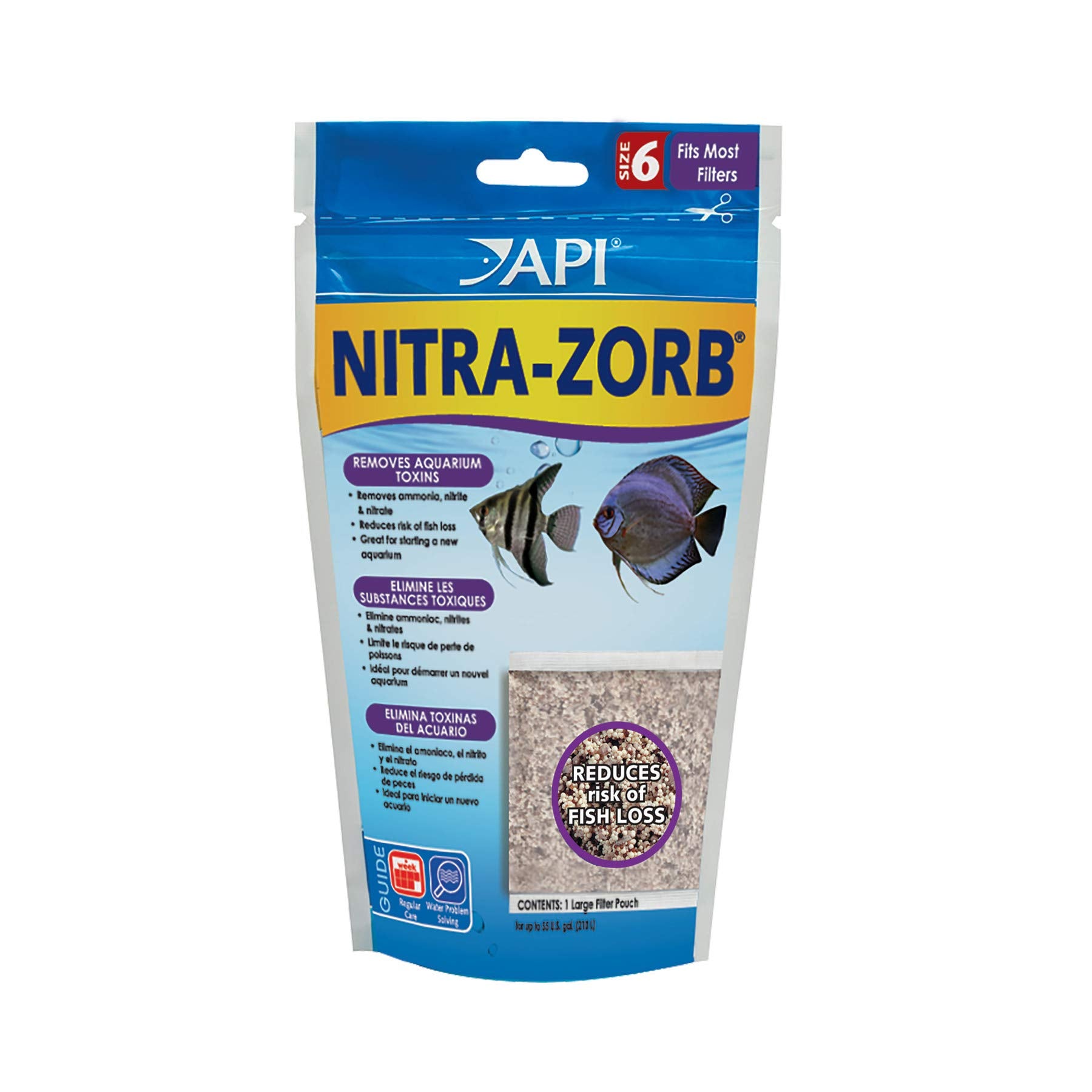 API Nitra-Zorb Filter Media Pouch - Removes Ammonia, Nitrite, Nitrate | Size 6 Canister Filter | 1 Count 1