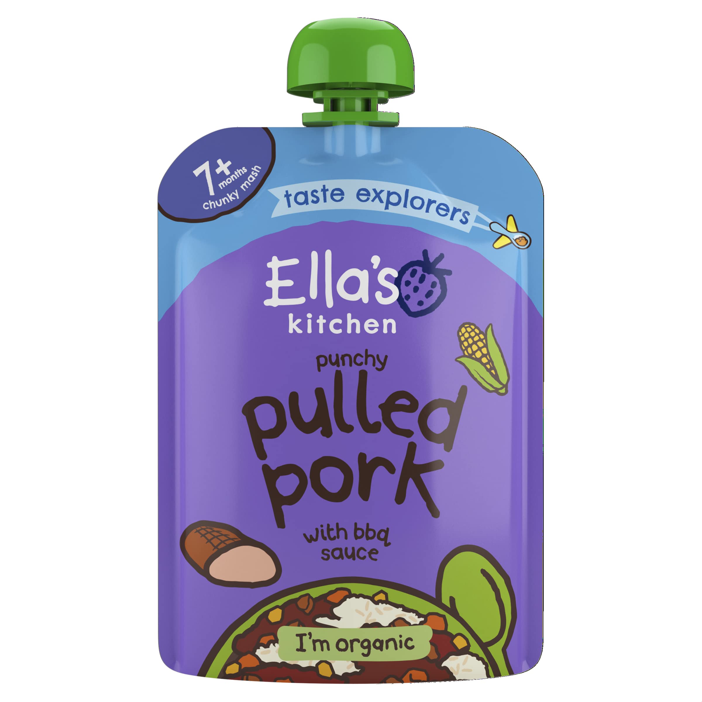 Ella's Kitchen Organic Punchy Pulled Pork with BBQ Sauce Savoury Meal | 7+ Months | 130g