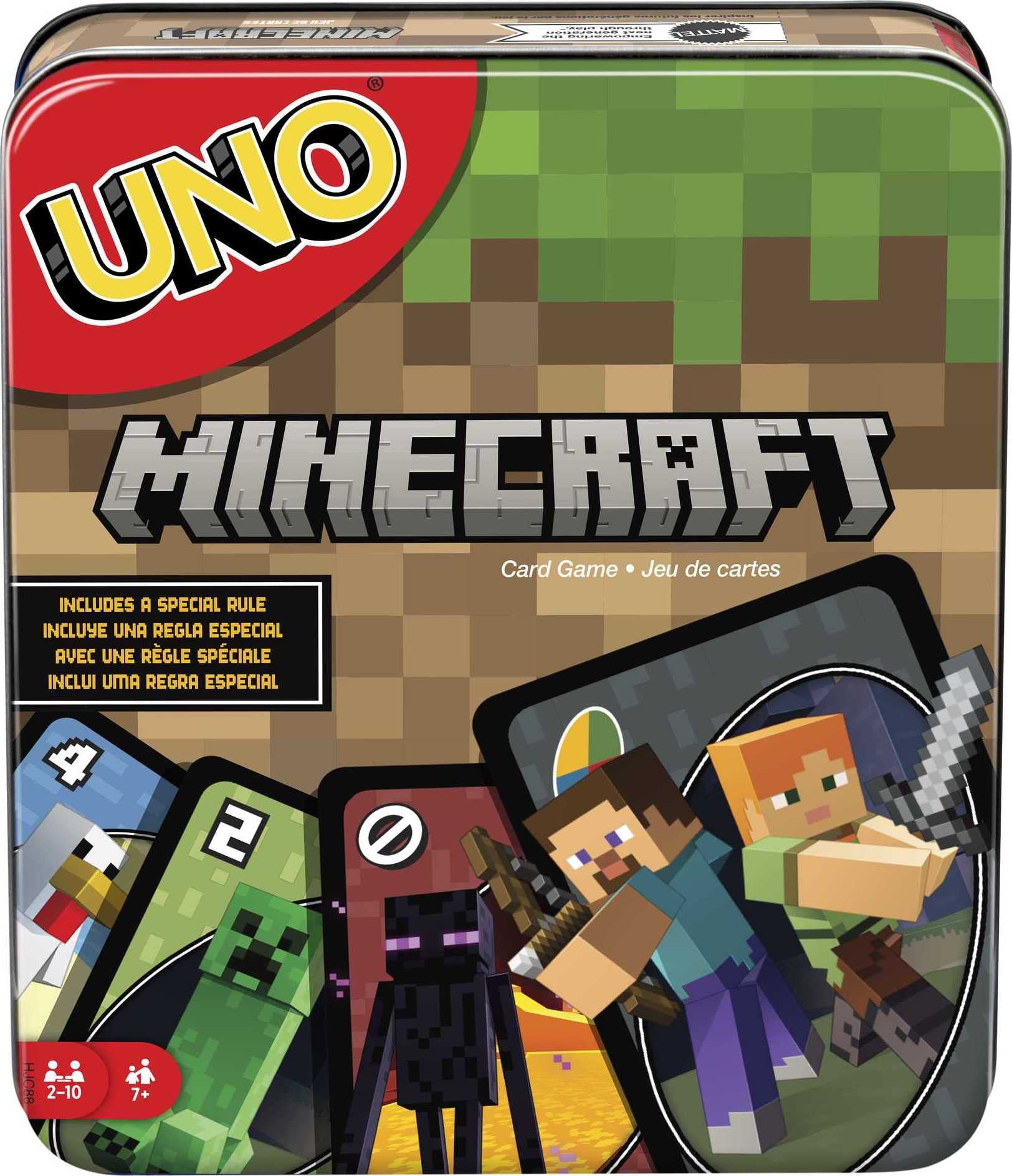 Mattel Games UNO Minecraft Edition Card Game | 2-10 Players | Ages 7+ | Multicolor