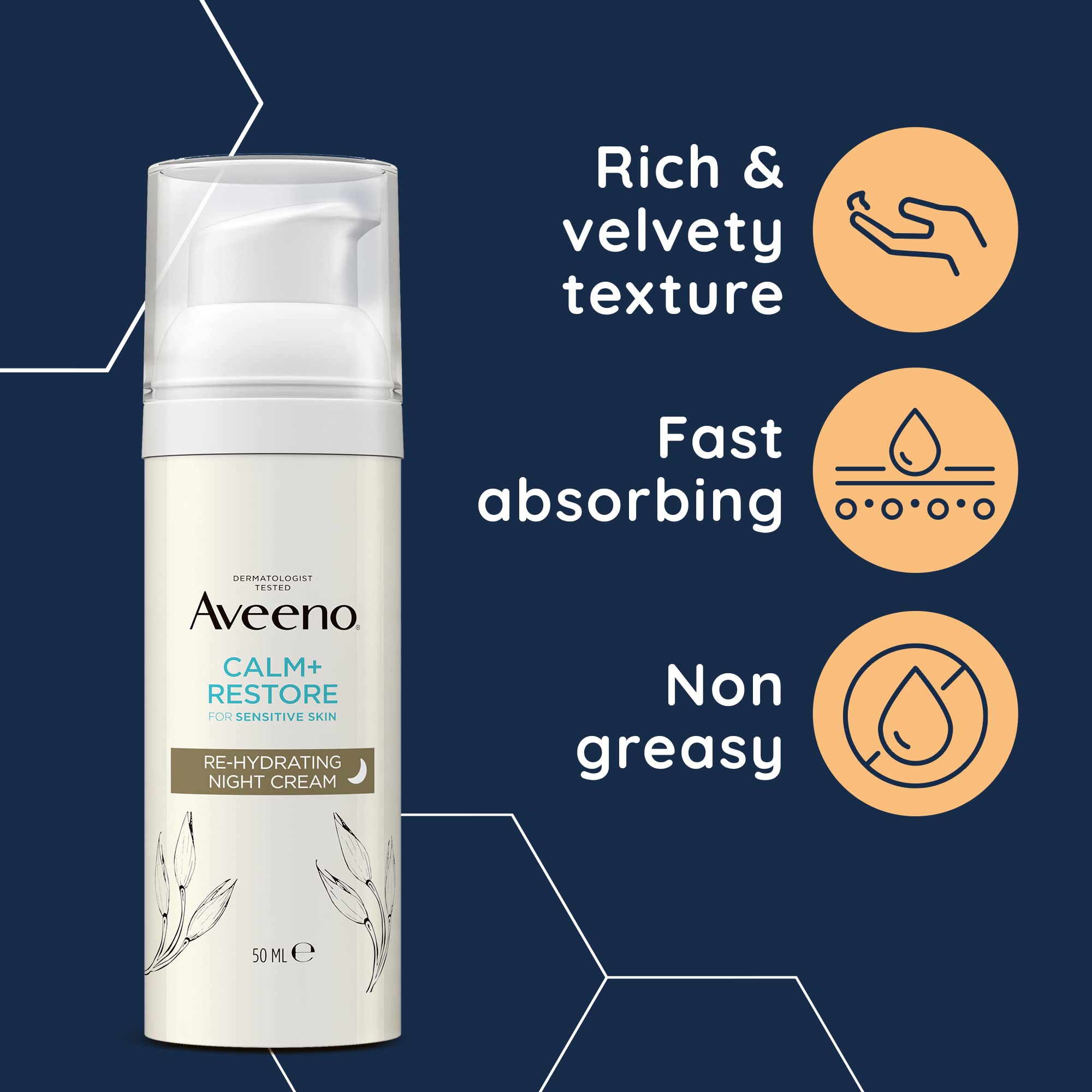 Aveeno Calm + Restore Re-Hydrating Night Cream (50ml) - Fragrance-Free Moisturizer for Sensitive Skin 7