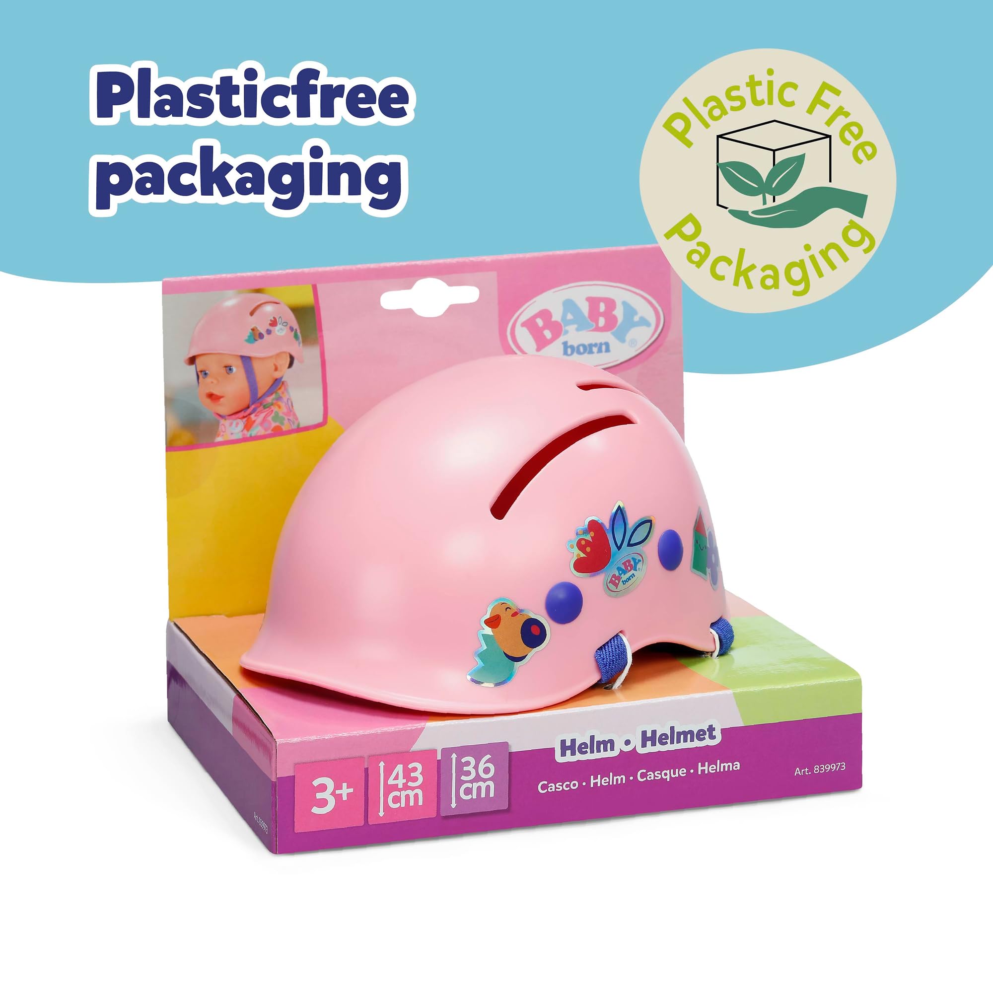 BABY born Doll Helmet with Fun Graphics | Fits 36cm & 43cm Dolls | Pink Plastic 8