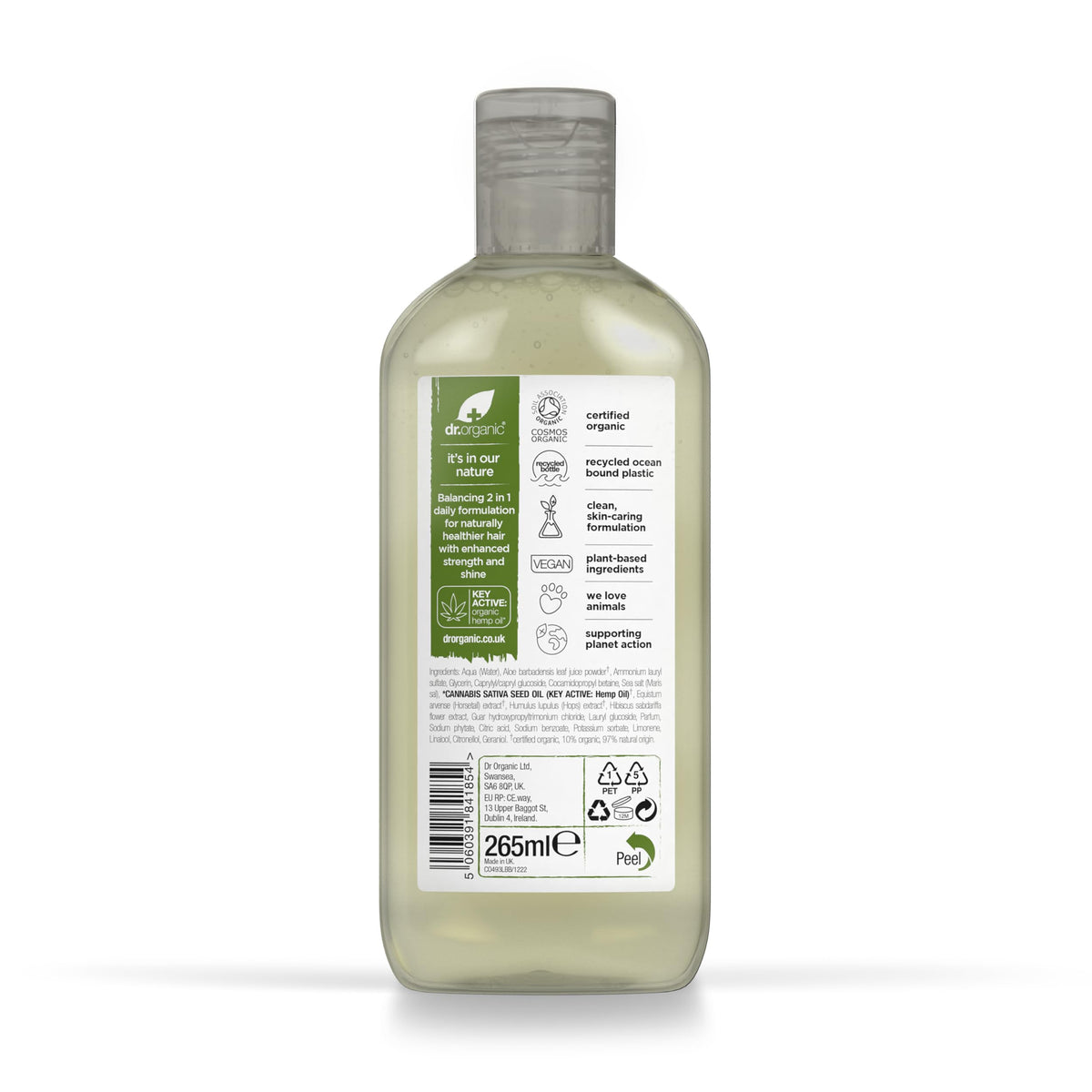 Dr. Organic Hemp Oil 2 in 1 Shampoo & Conditioner - Volumizing & Strengthening for Fine Hair | 265ml