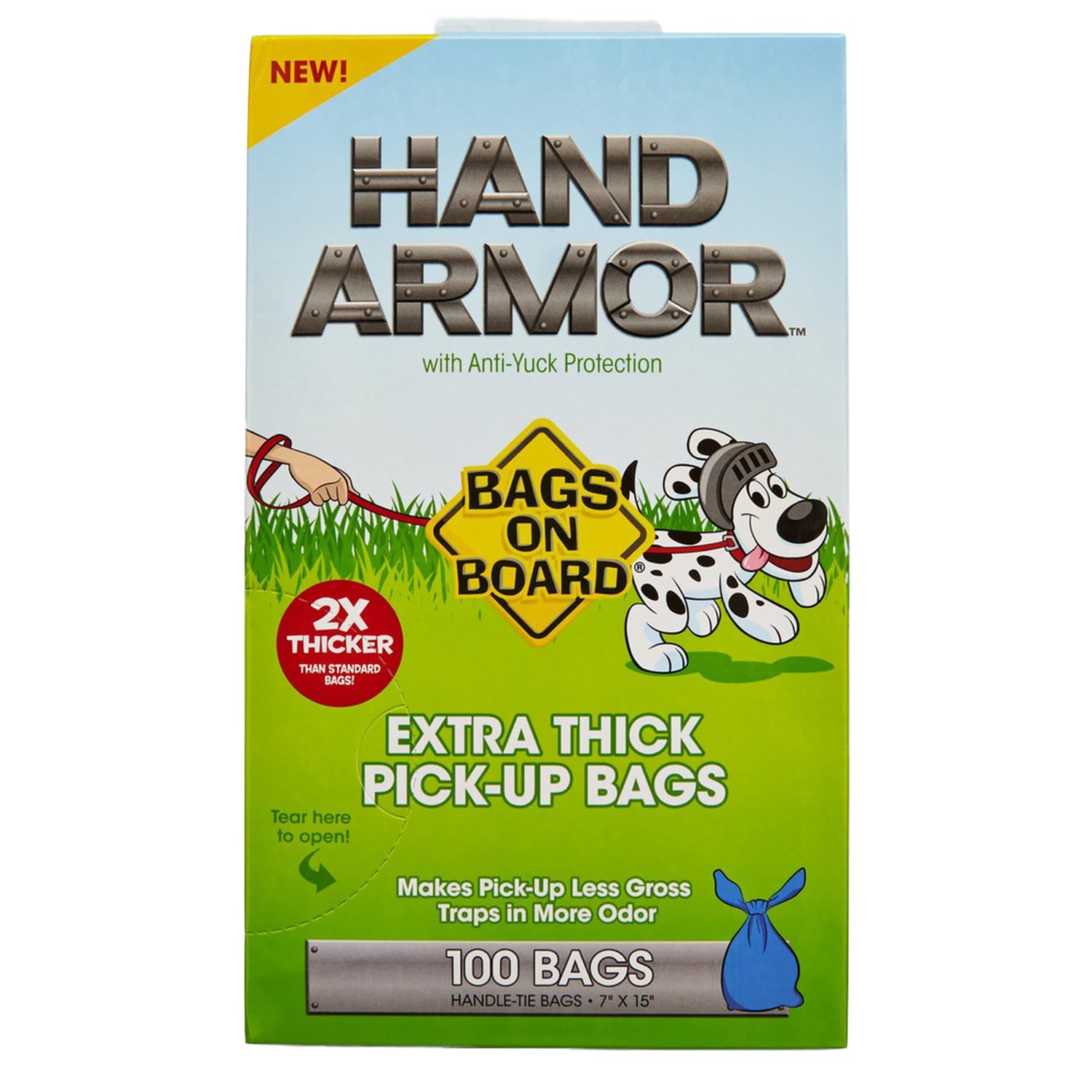 Bags on Board Hand Armour Extra Thick Dog Poo Bags - 100 Count, 7x15 Inches, Leak Proof
