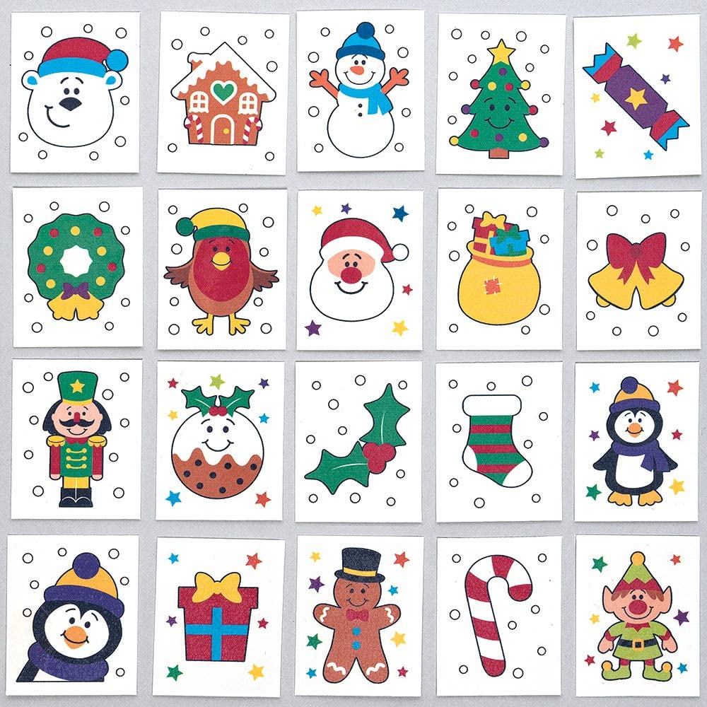 Baker Ross Christmas Chums Temporary Tattoos - Pack of 80 Assorted Festive Designs 5