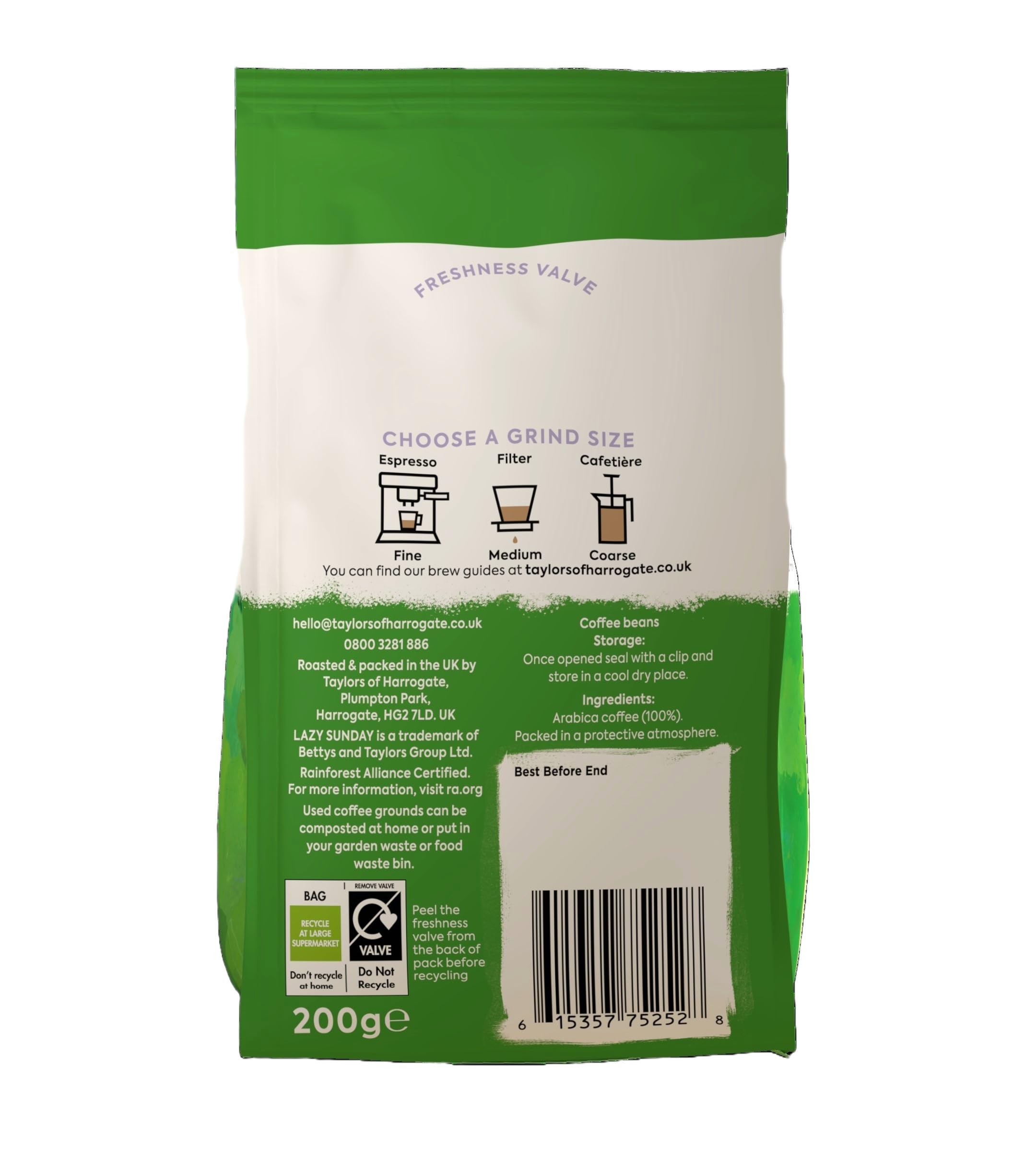 Taylors of Harrogate Lazy Sunday Roasted Whole Coffee Beans - 200g Bag (Pack of 6) 7