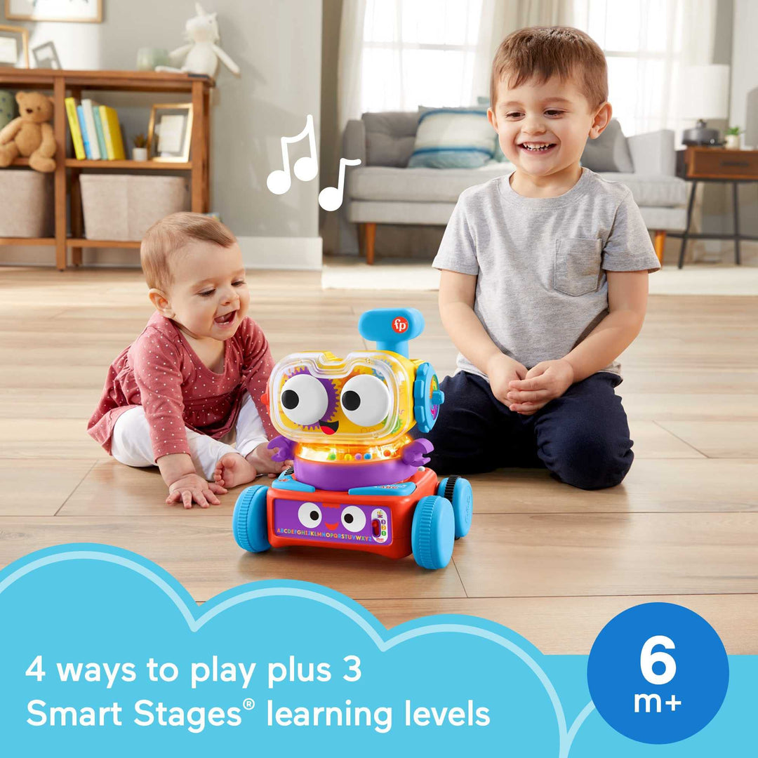Fisher-Price 4-in-1 Ultimate Learning Bot, giocattolo elettronico di attività con luci, musica e contenuti educativi per neonati e bambini