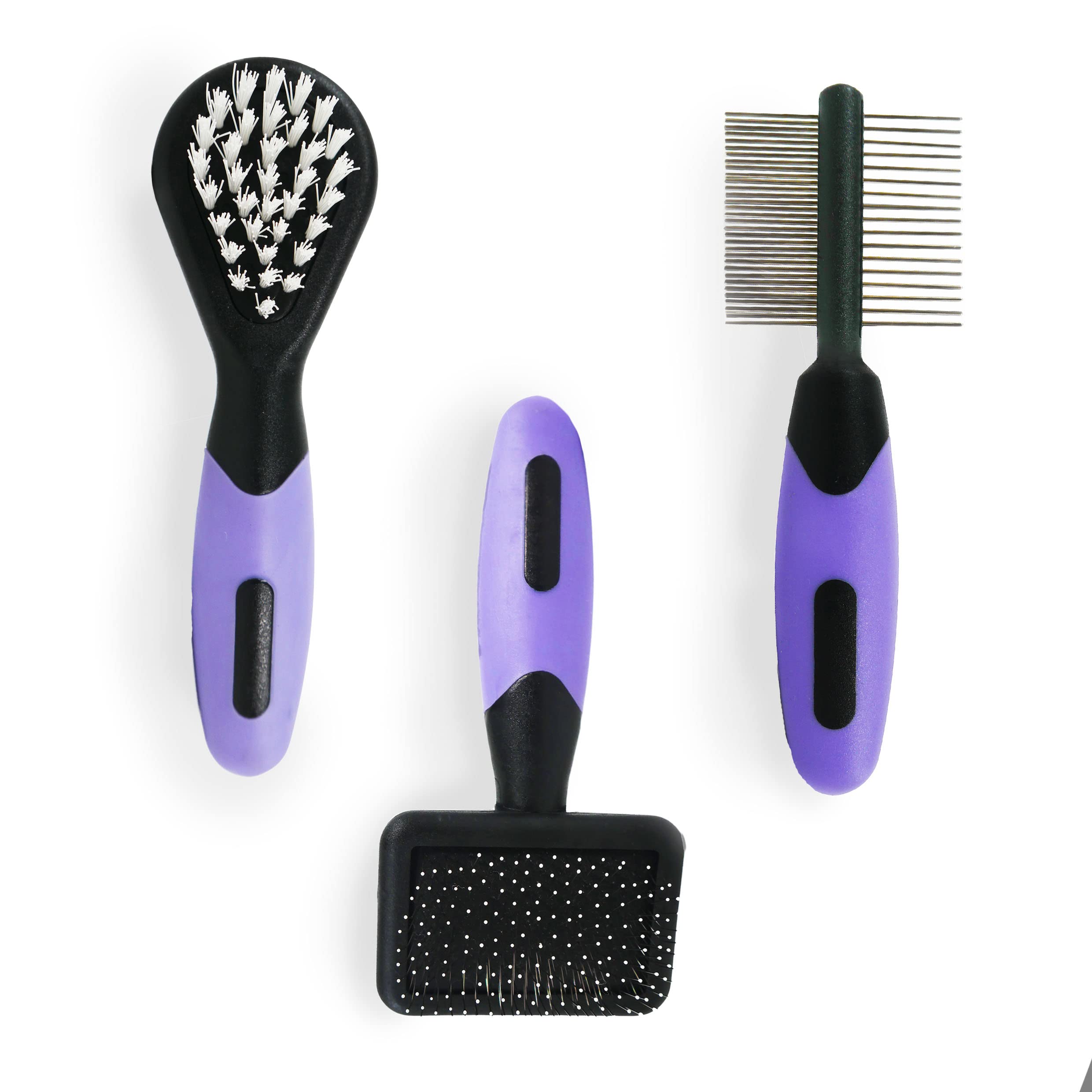 Rosewood Options Mini Grooming Set for Dogs | Detangling & Shine Enhancing | Purple Wood Handles