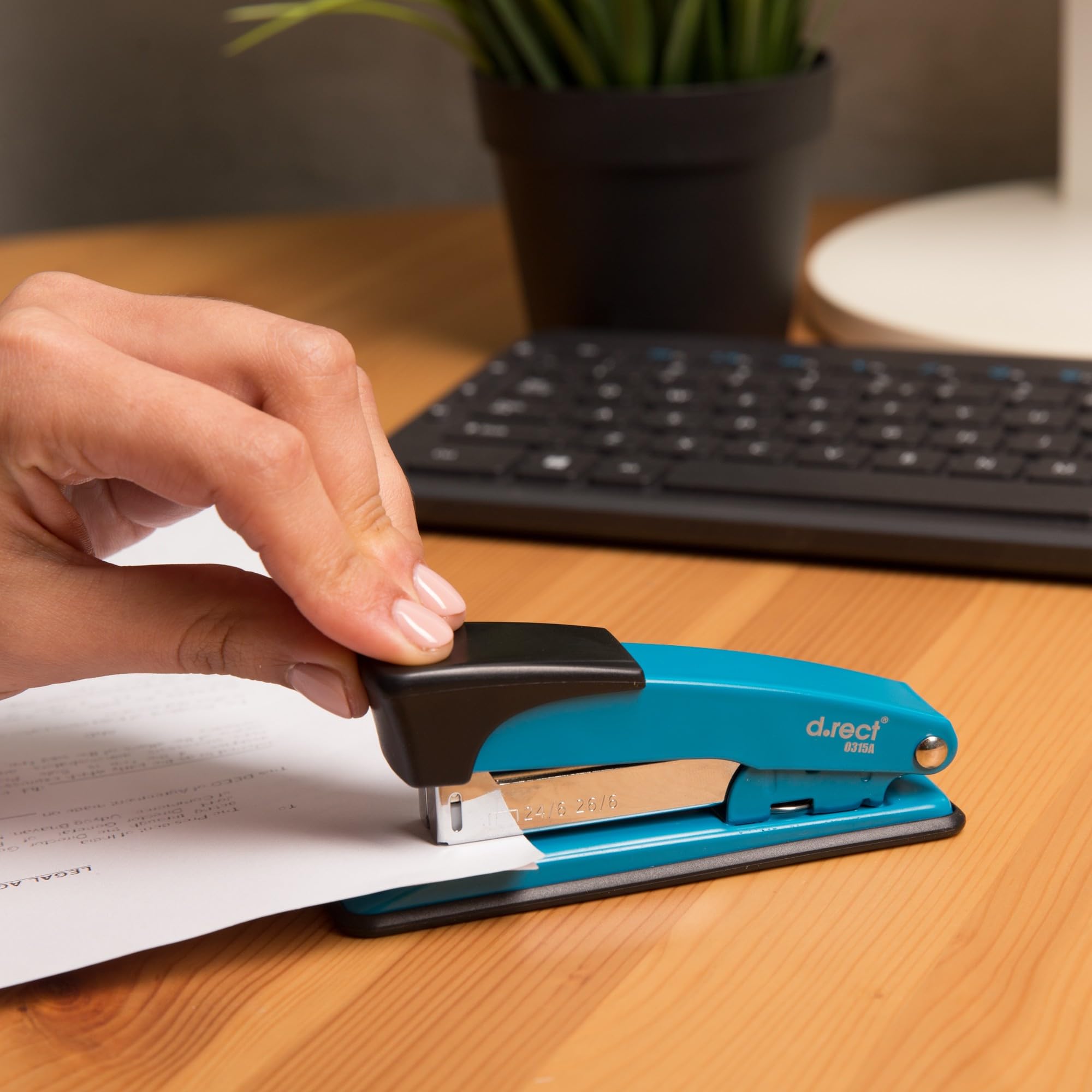 D.RECT 315A Metal Desktop Stapler - 30 Sheet Capacity | 50mm Depth | Blue 4