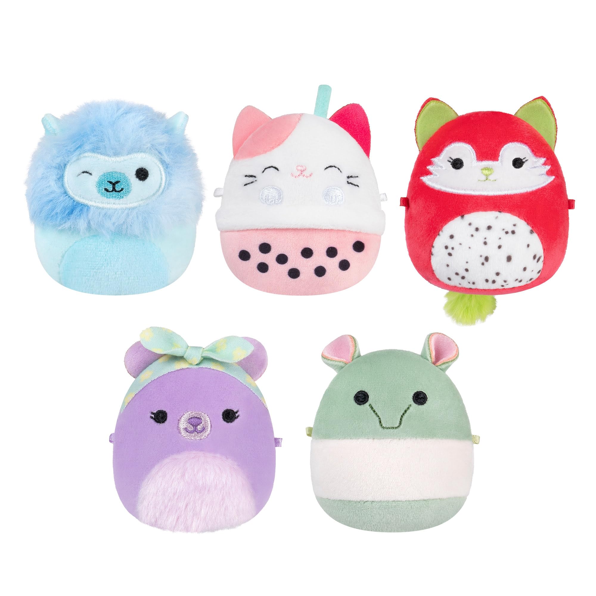 Squishmallows Micromallows 5-Pack Plush - Lavender Bear, Dragonfruit Fox, Calico Cat, Tapir, Alpaca 1