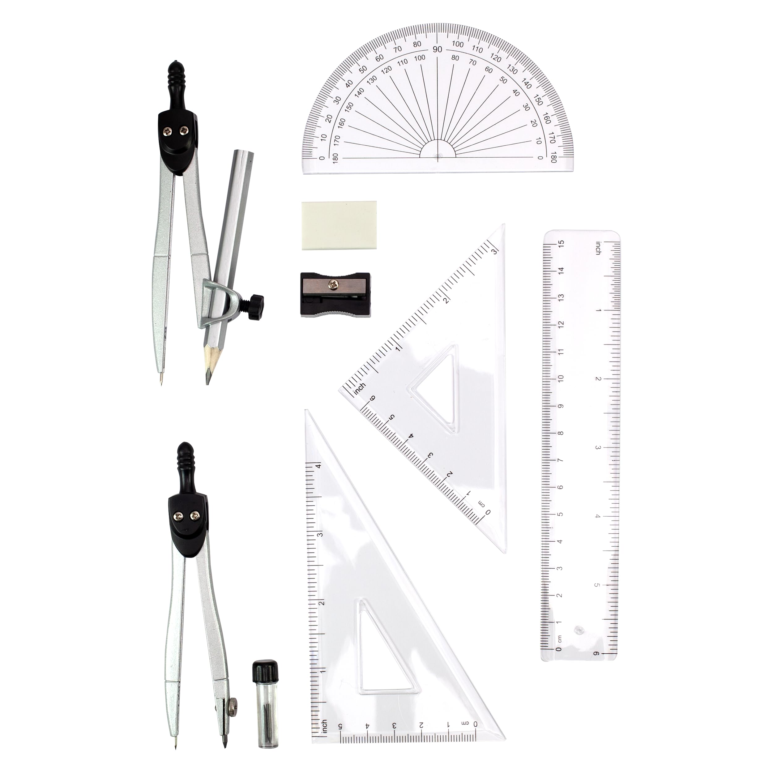 Linex 10-Piece Maths Geometry Set with Transparent Case | Exam Ready