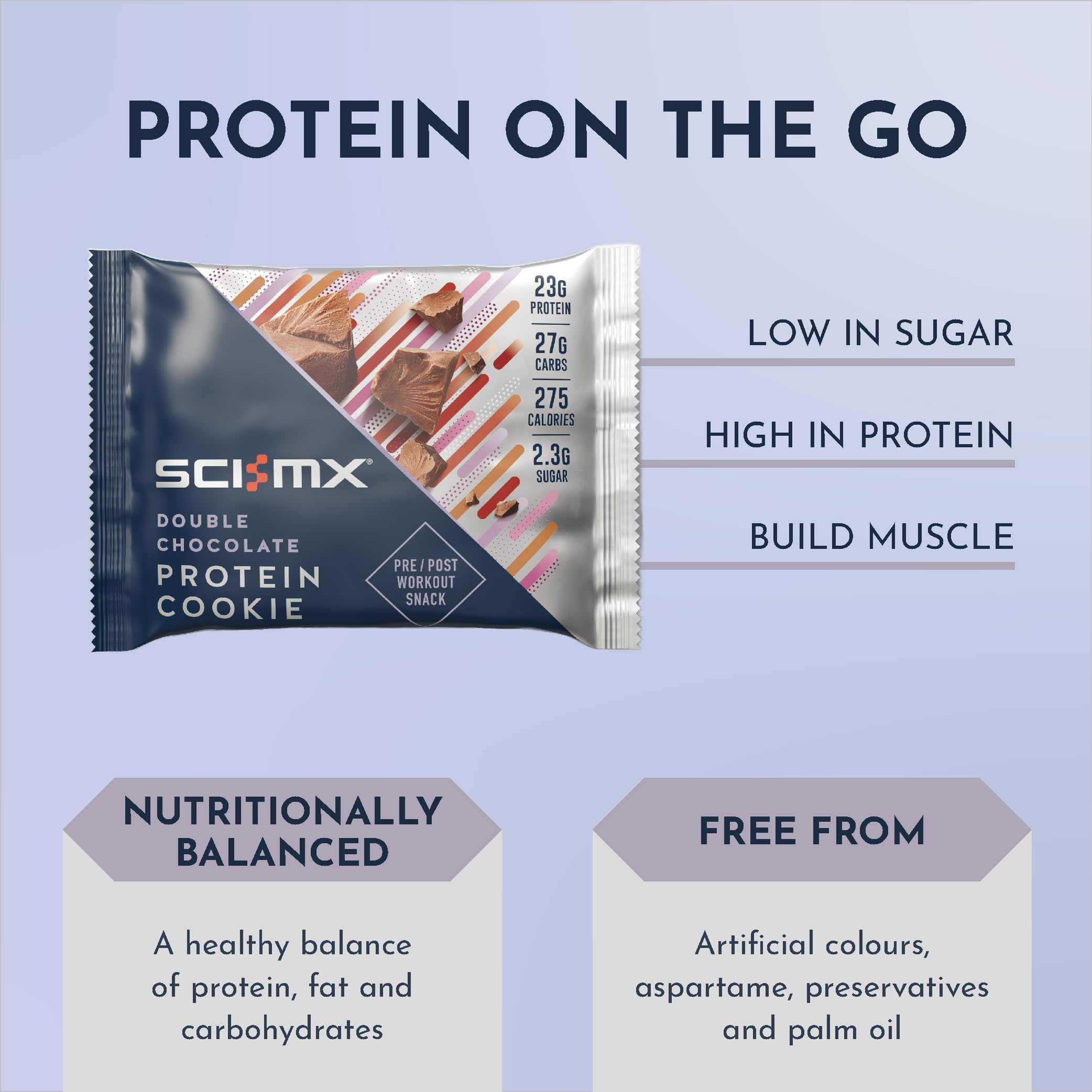 SCI-MX High Protein Double Chocolate Cookie Box - 23g Protein | 2.3g Sugar | 12 x 75g Pack
