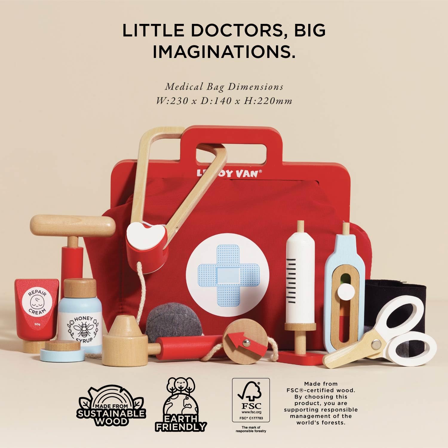 Le Toy Van Honeybake Wooden Doctor's Play Set | Role Play Toy for Ages 3+ 7