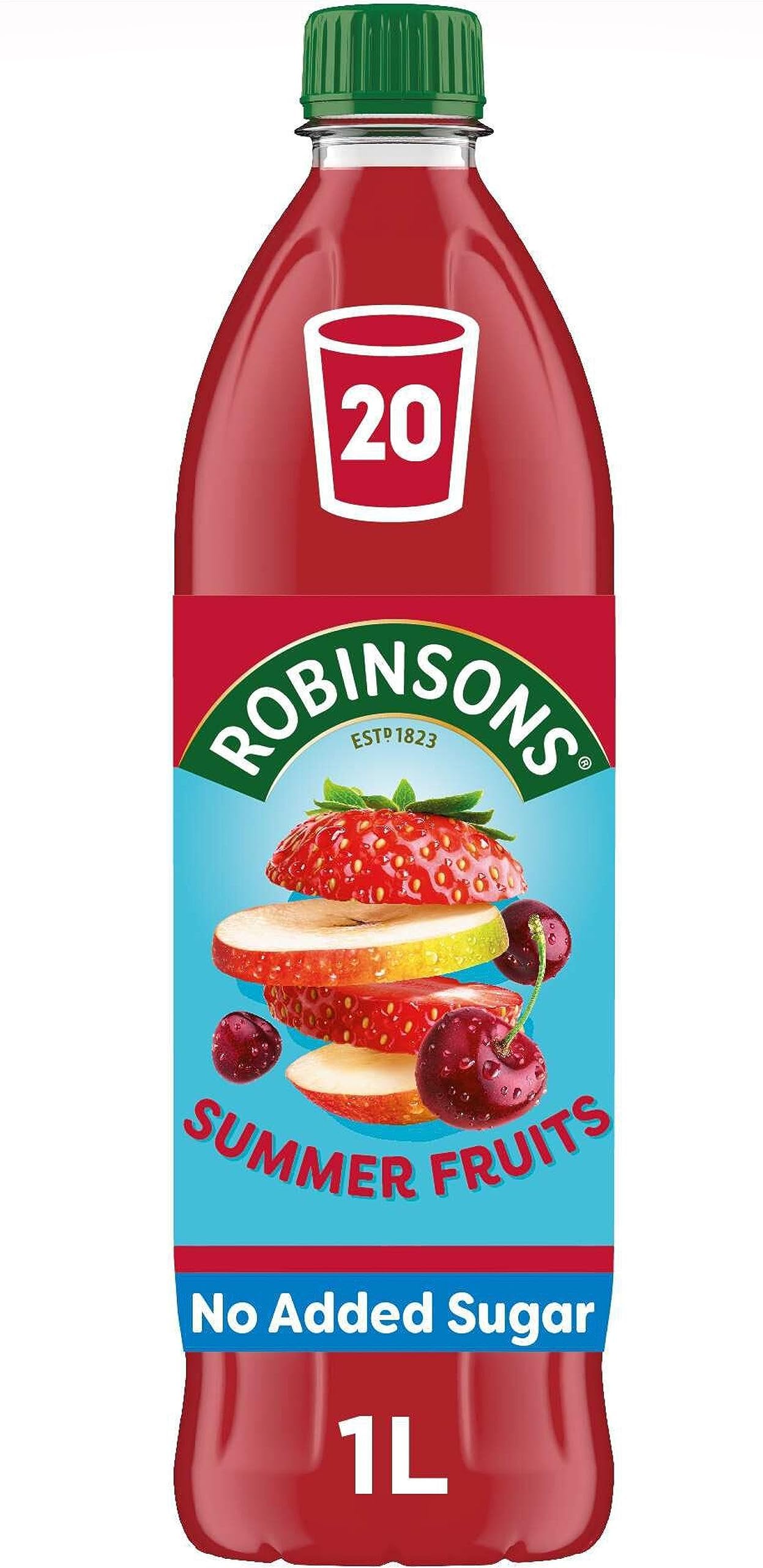 Robinsons Summer Fruits Squash Concentrate - No Added Sugar | Low Calorie | 1L