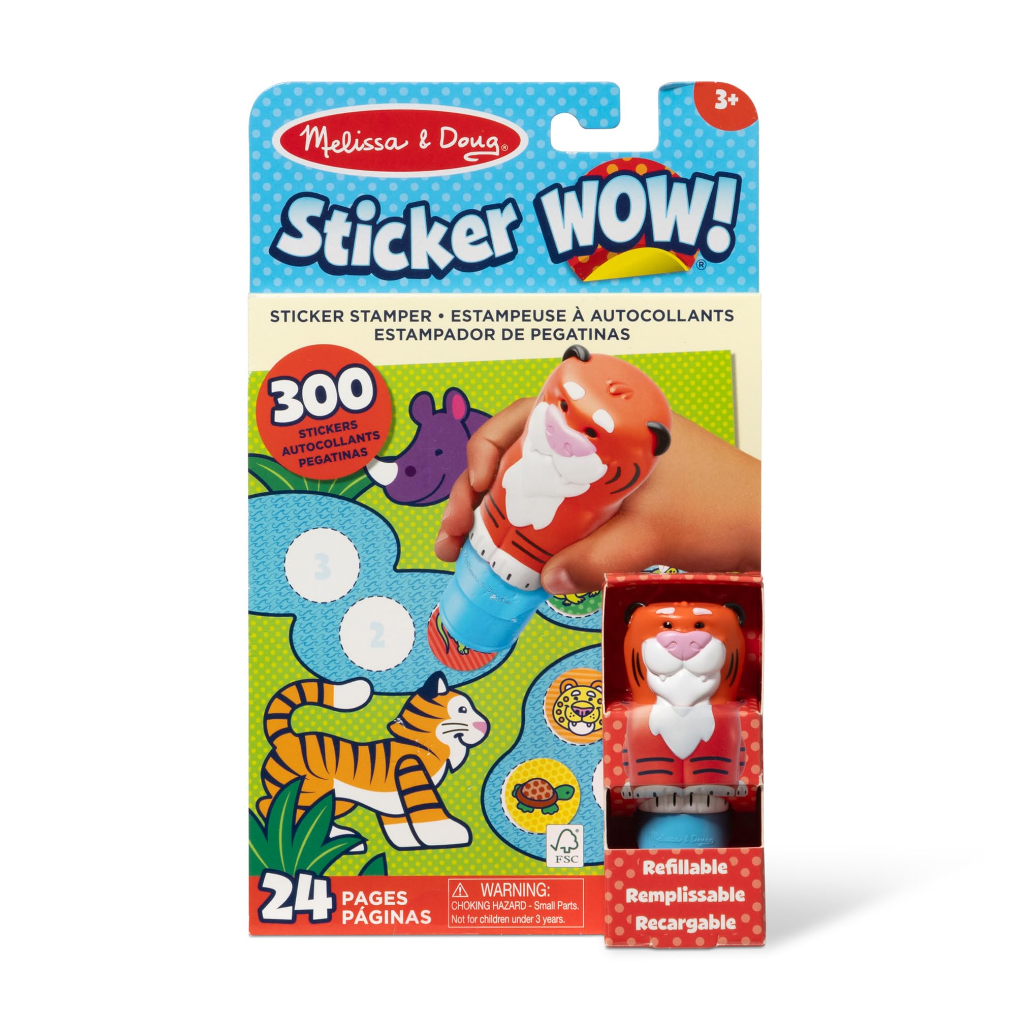 Melissa & Doug Sticker WOW! Pumpkin the Tiger Stamper Activity Set with 300 Safari Stickers
