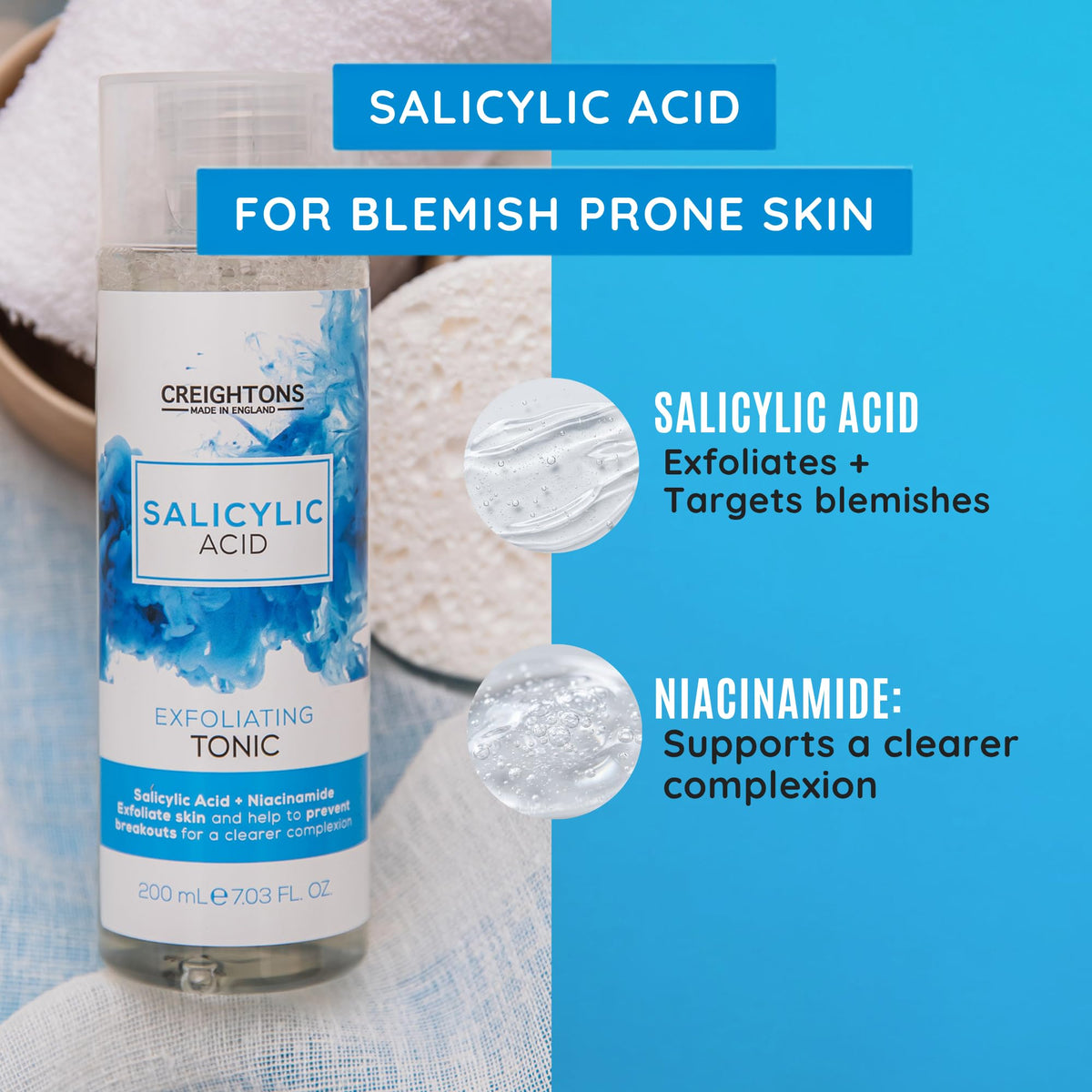 Creightons Salicylic Acid Exfoliating Tonic - Gentle Exfoliation & Blemish Control | 200ml 3